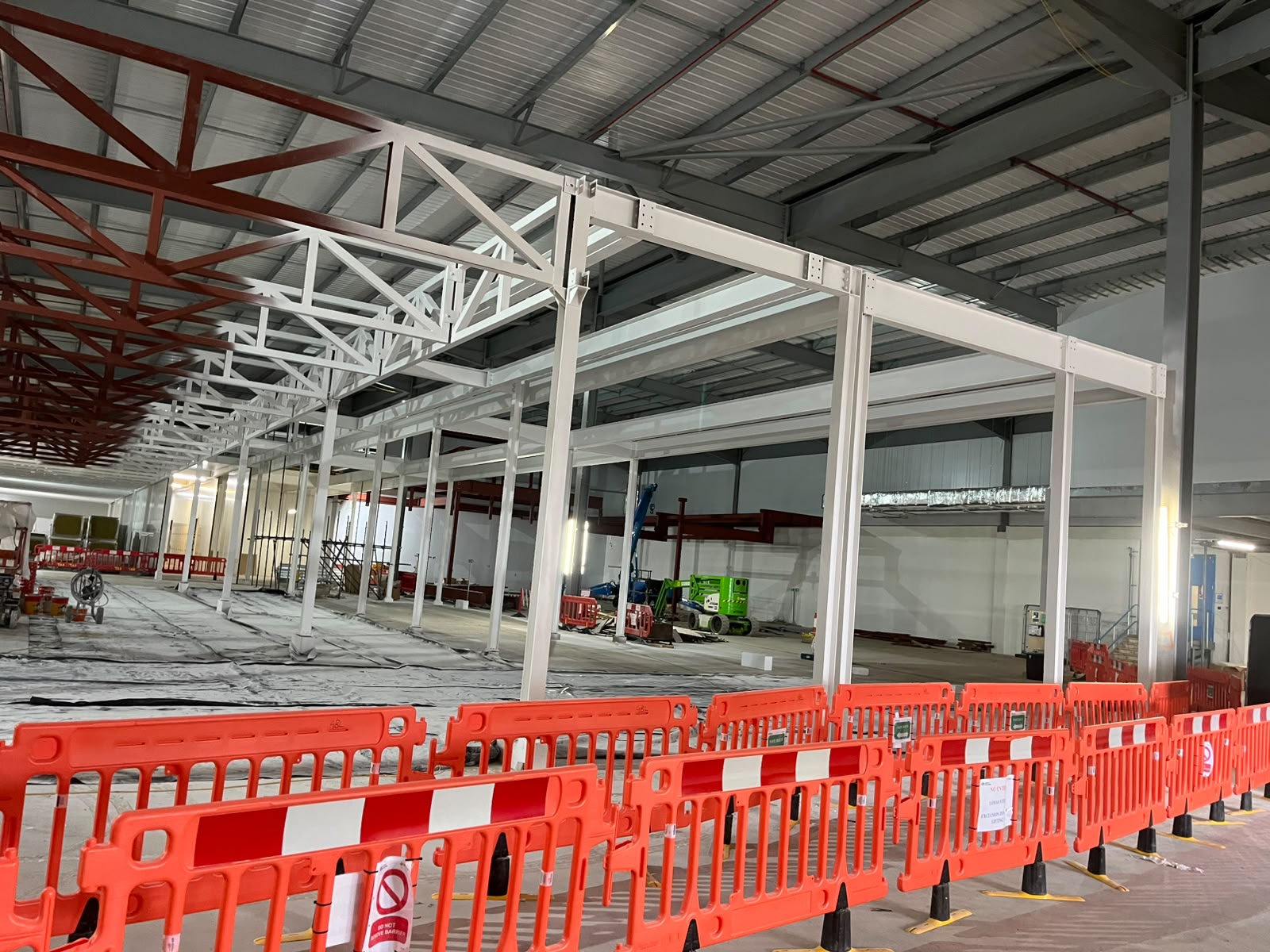 Intumescent coating applied to a structural steel frame, London