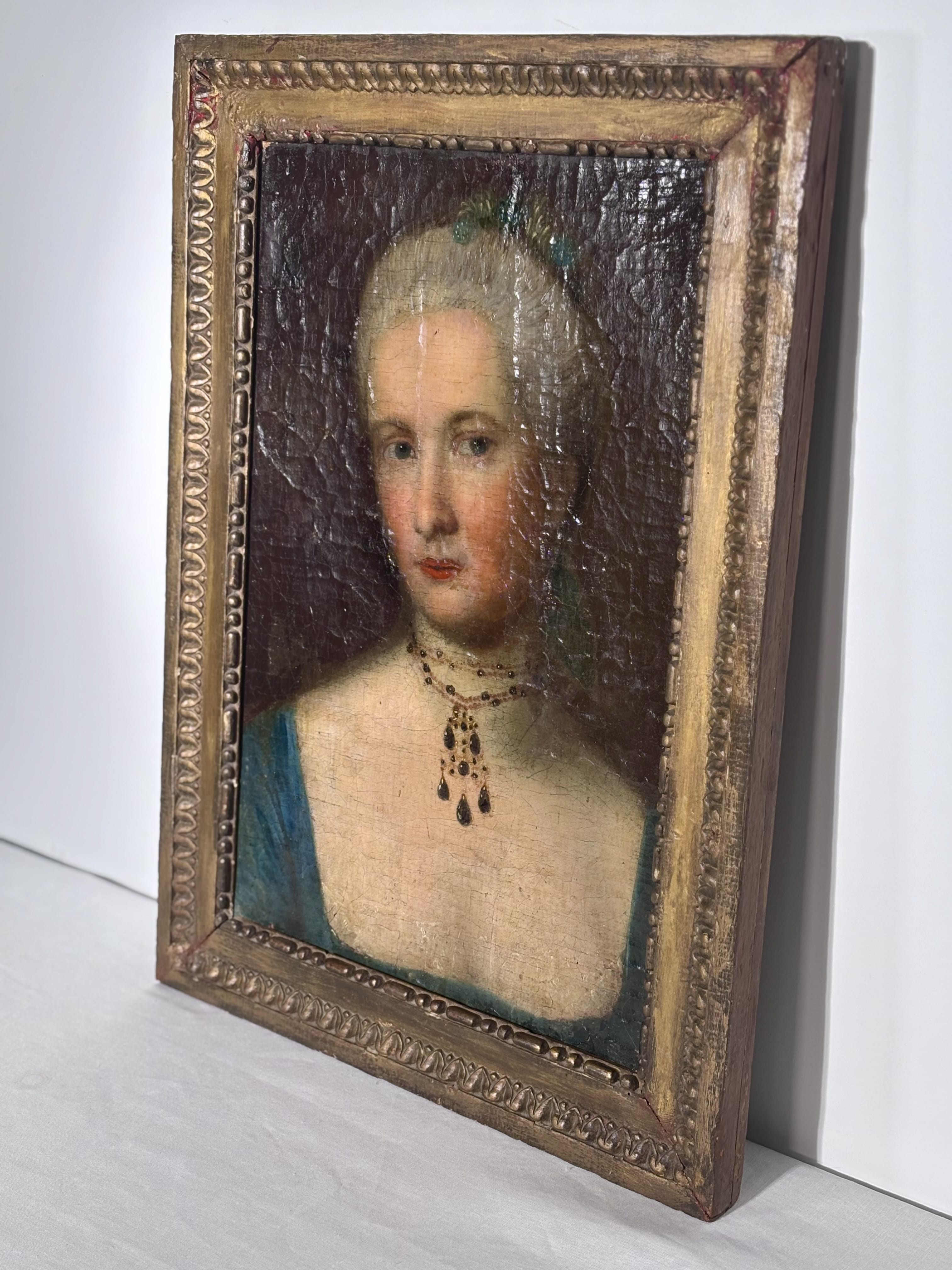 Portrait de femme à la parure de bijoux, Ecole allemande probable, XVIIIe siècle