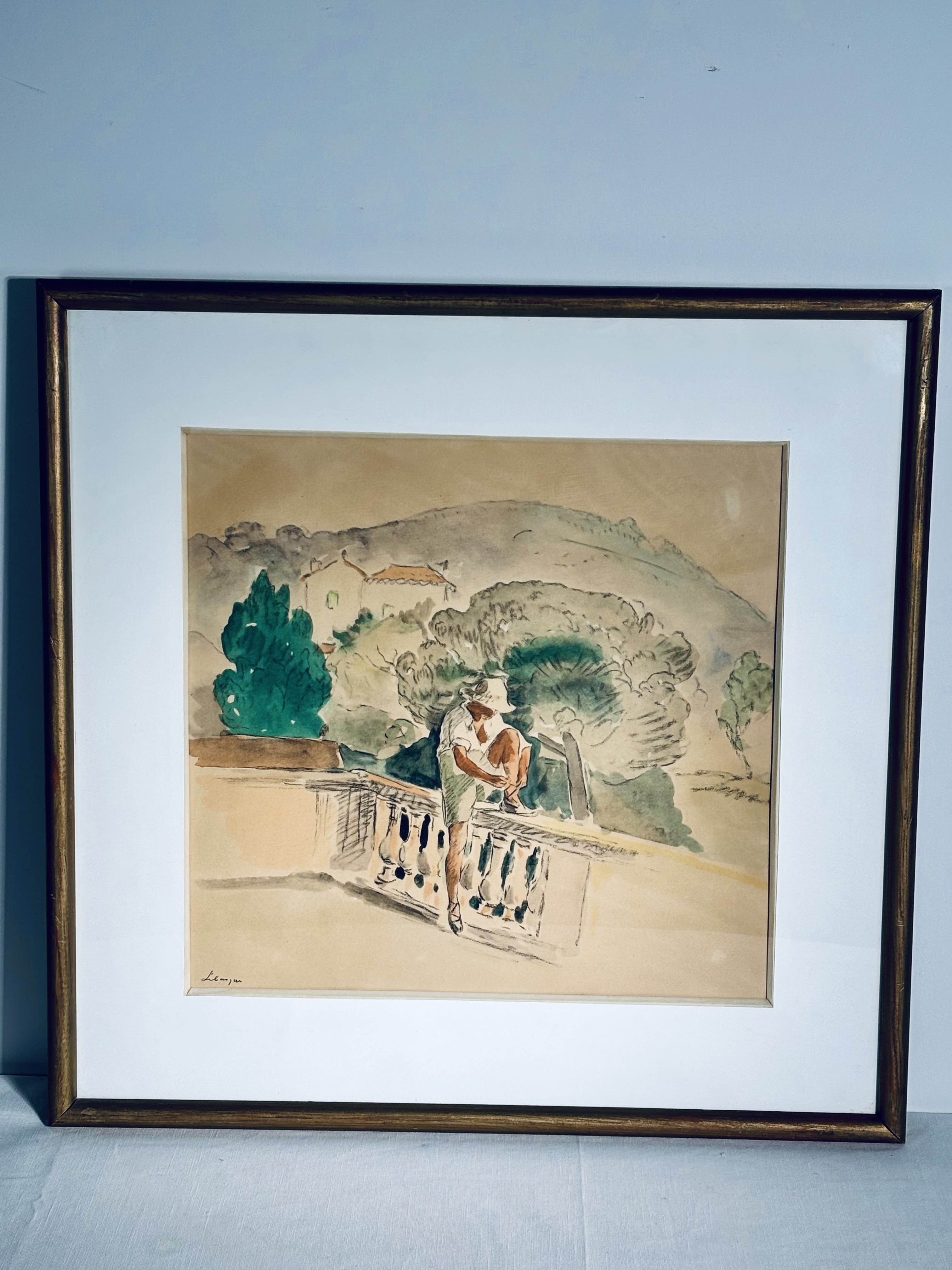 Estampe aquarellée d'après Henri Lebasque, France, XXe siècle