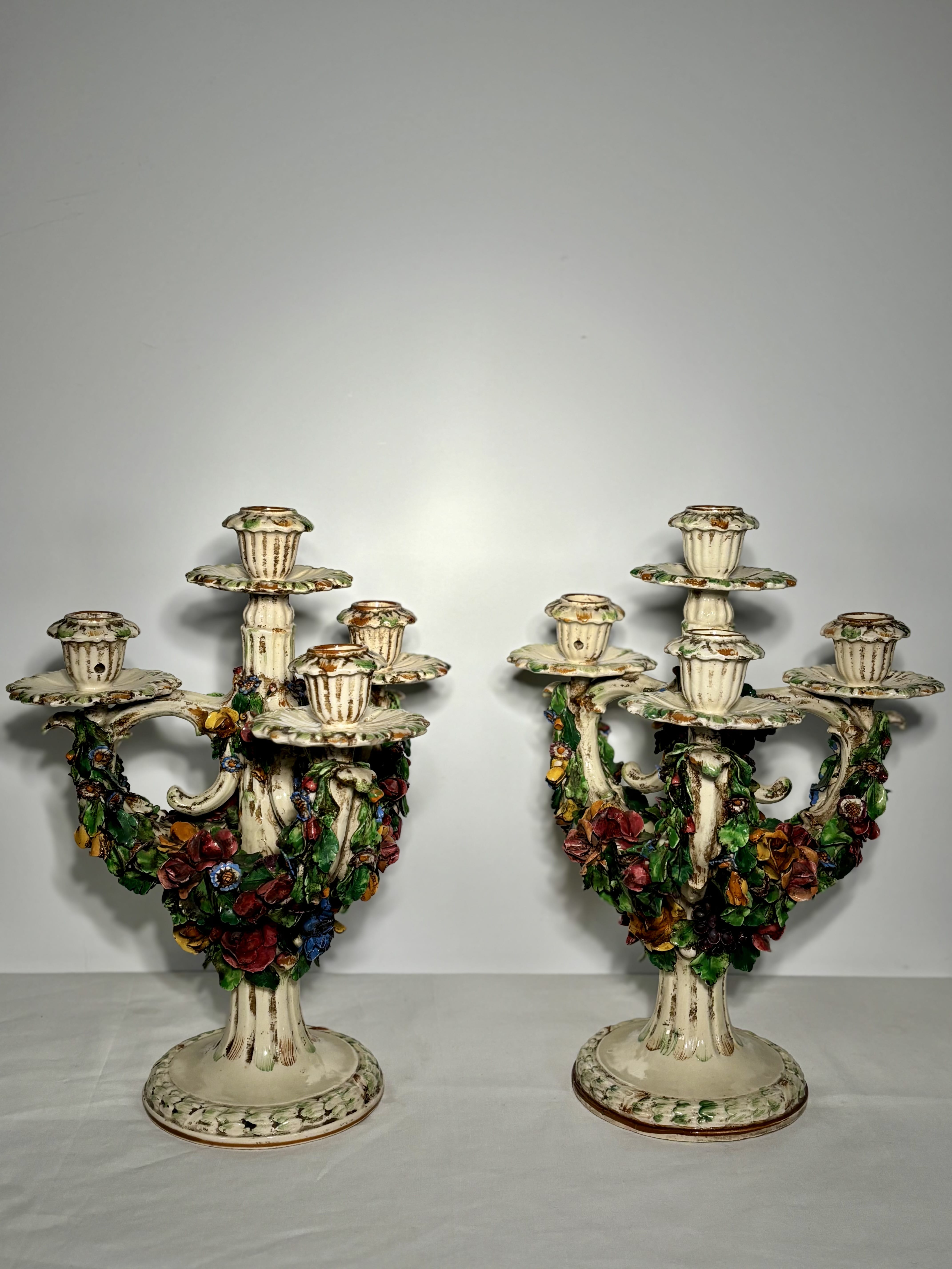 Paire de candélabres en céramique de Bassano, Italie - 1920/1940