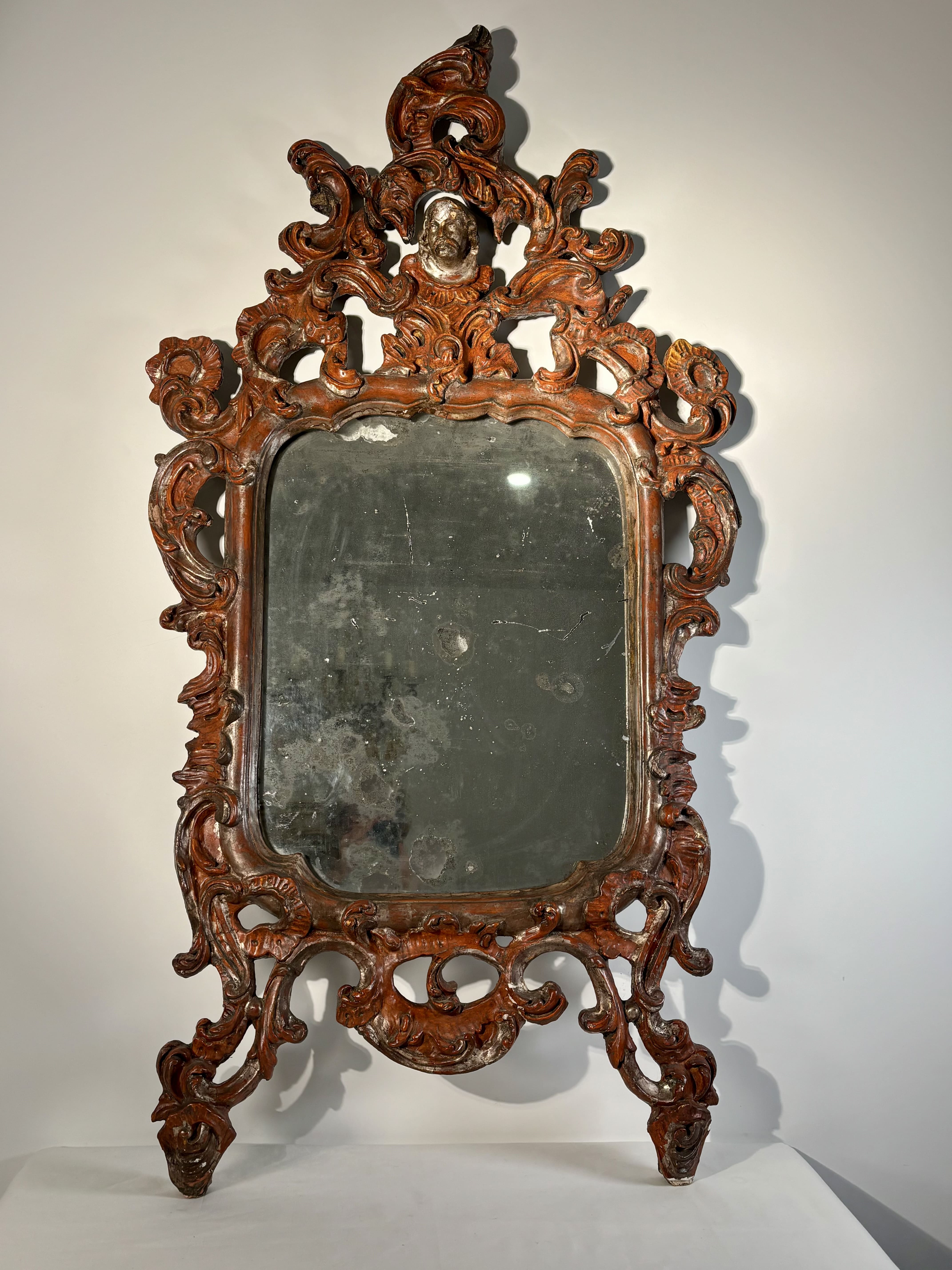 Miroir Italien baroque en bois sculpté - XVIIIe siècle