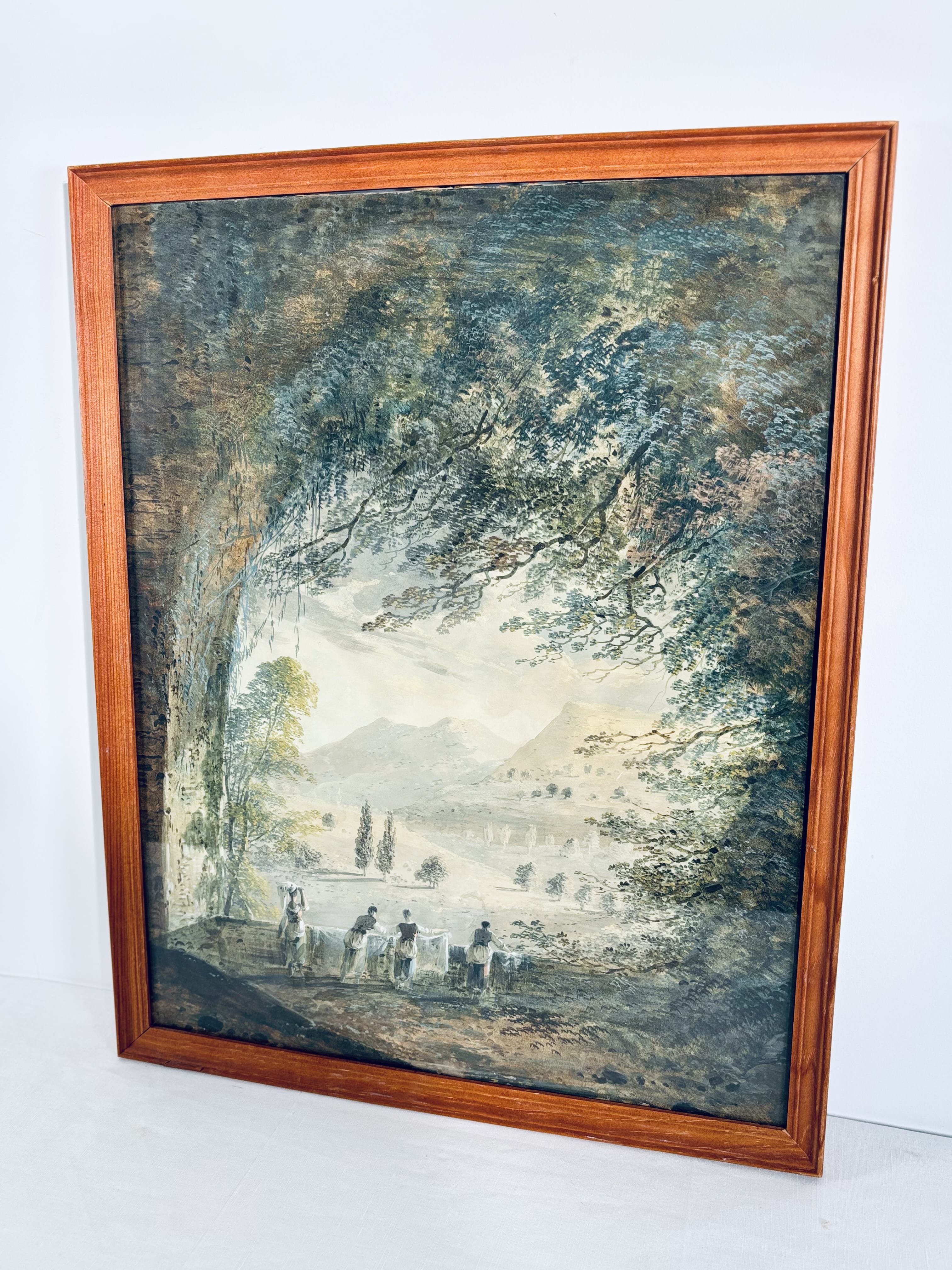 Attribué à Louis Gadbois (1770-1826), paysage de la campagne italienne, gouache sur papier