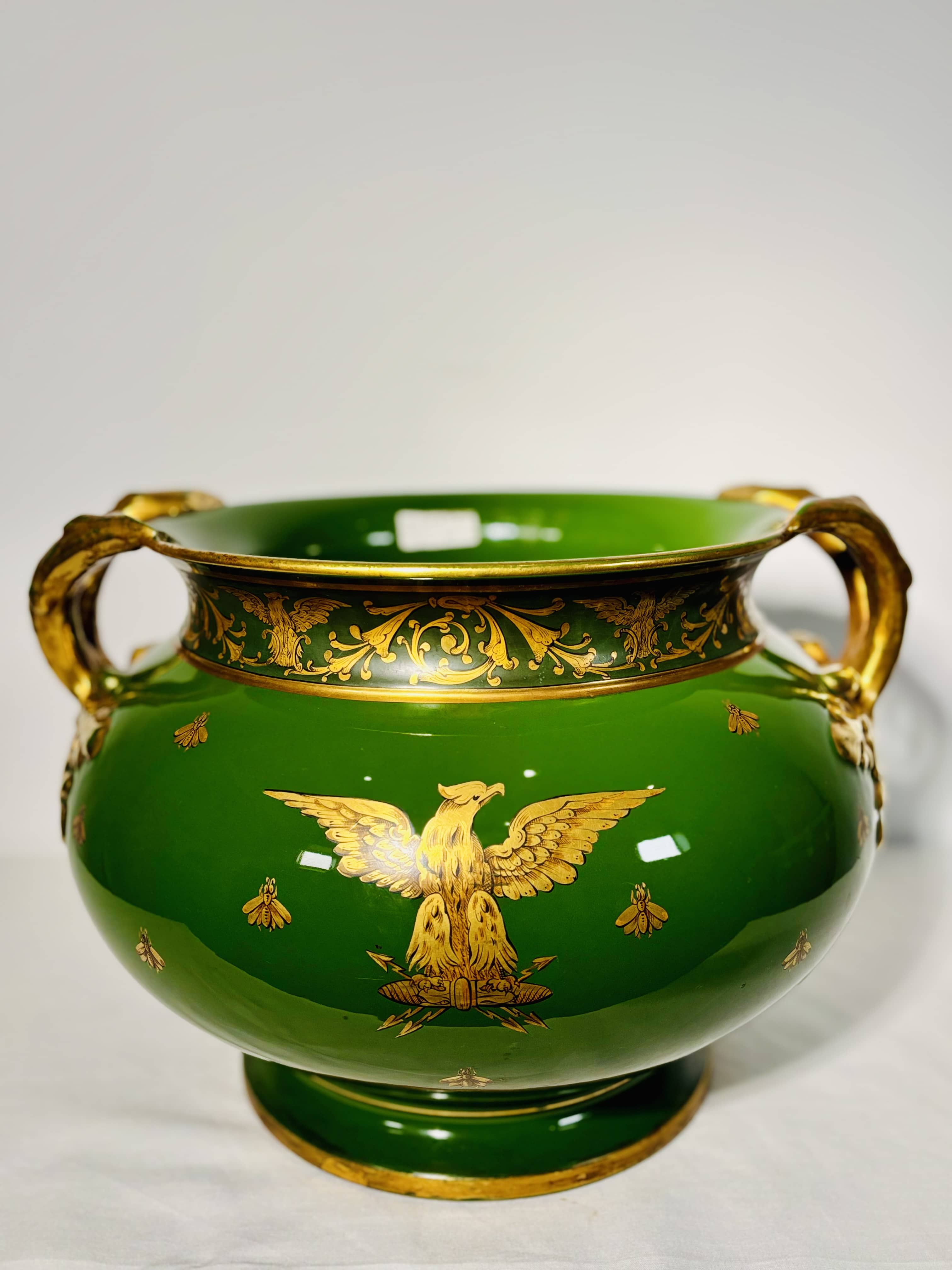 Exceptionnelle jardinière Empire - Jaget et Pinon Tours - Vert Impérial - 45 cm