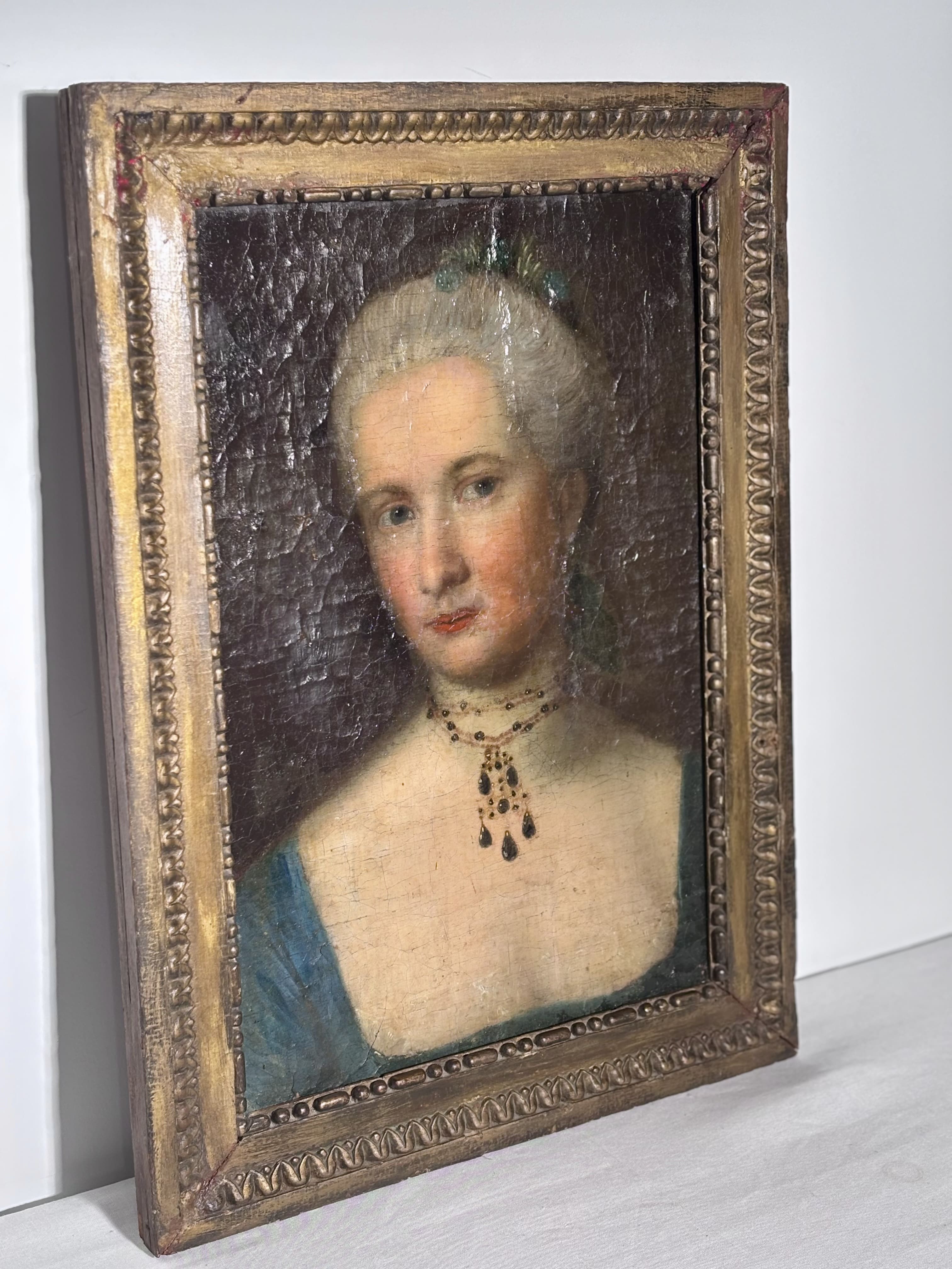 Portrait de femme à la parure de bijoux, Ecole allemande probable, XVIIIe siècle