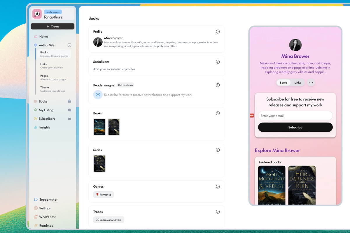 crewfiction author website builder