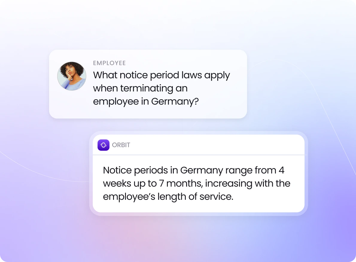 Playroll's gpt offering information on notice period laws