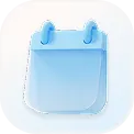 Minimalist blue calendar icon with two loops on top and a subtle shadow.