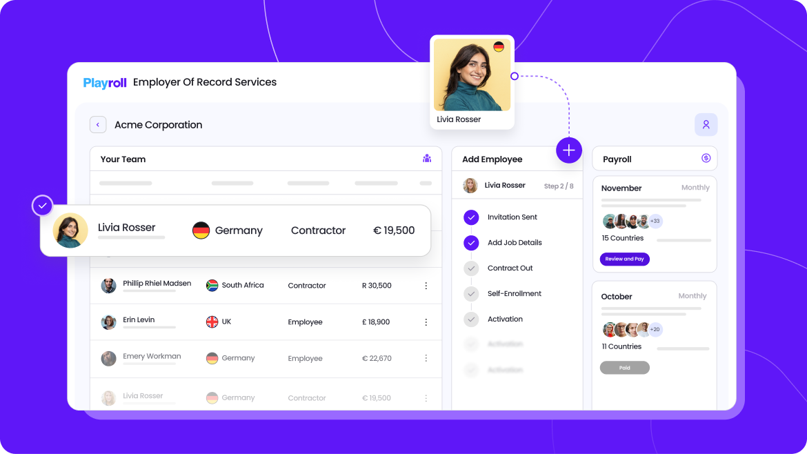 Playroll Employer of Record dashboard screenshot featured in comparison of top EOR service providers in 2025
