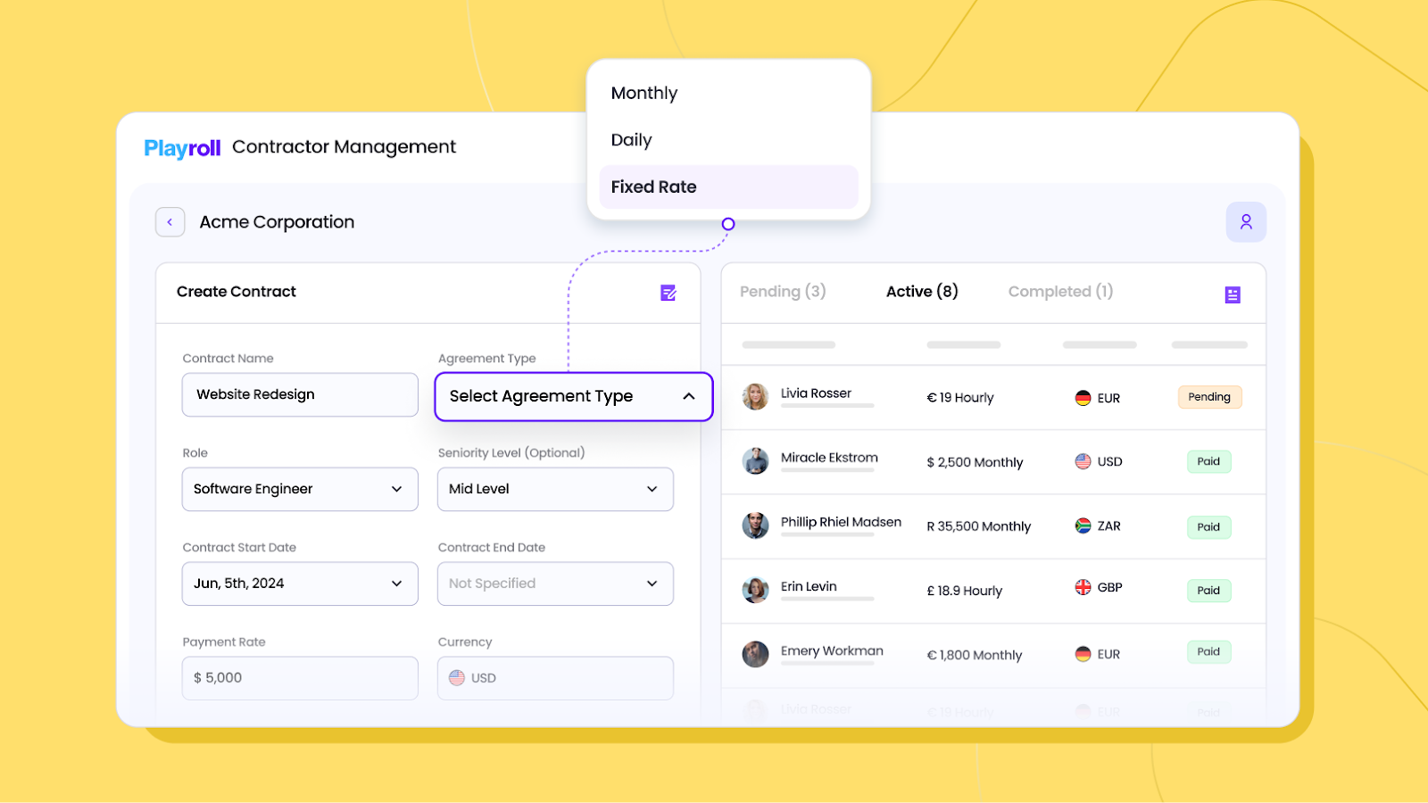 Playroll Demo - Platform | Contractor Management