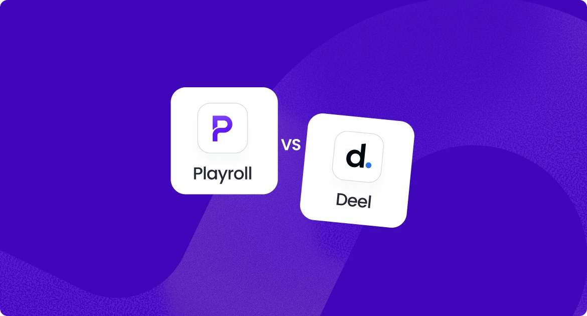 Comparison of Playroll and Deel logos representing EOR service providers and alternatives