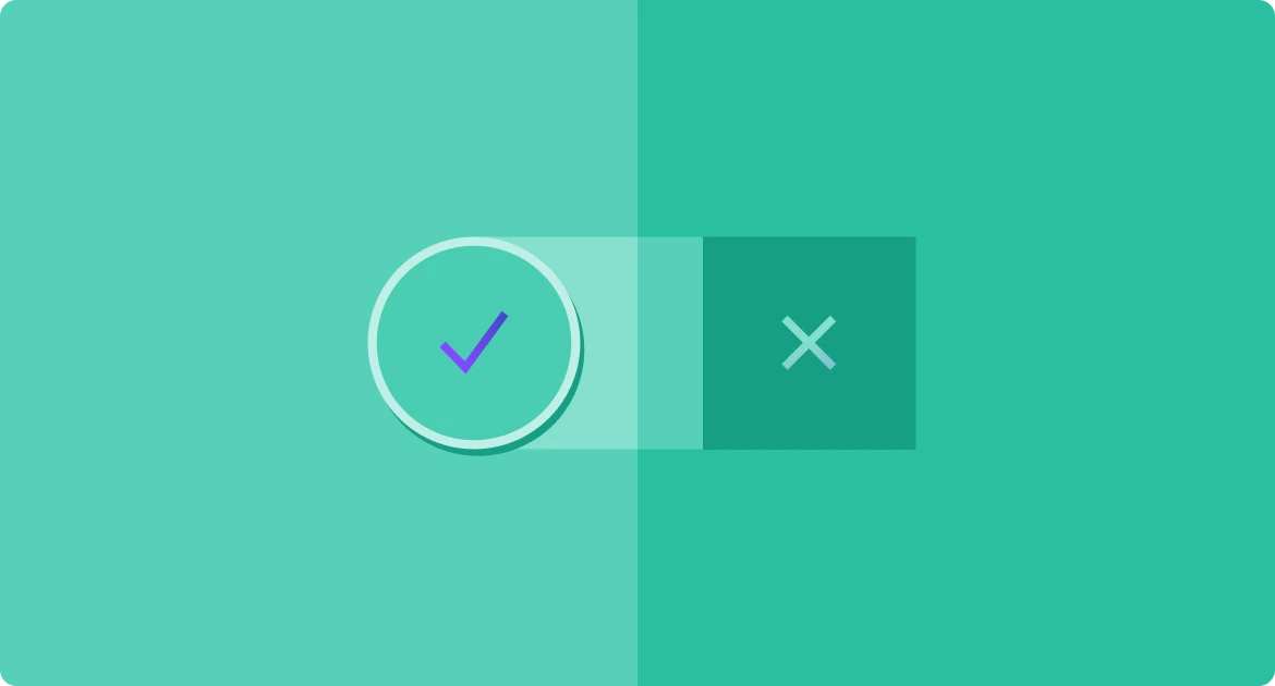 Abstract illustration of checkmark and cross symbolizing pros and cons of hiring international employees