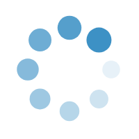 Loading spinner with rotating blue dots.
