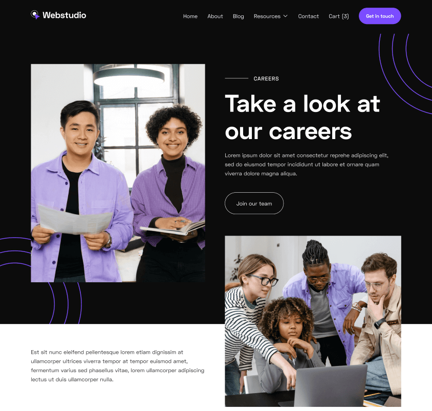 Webstudio X - Careers Hero - Home Page - Web Design Agency Webflow Template