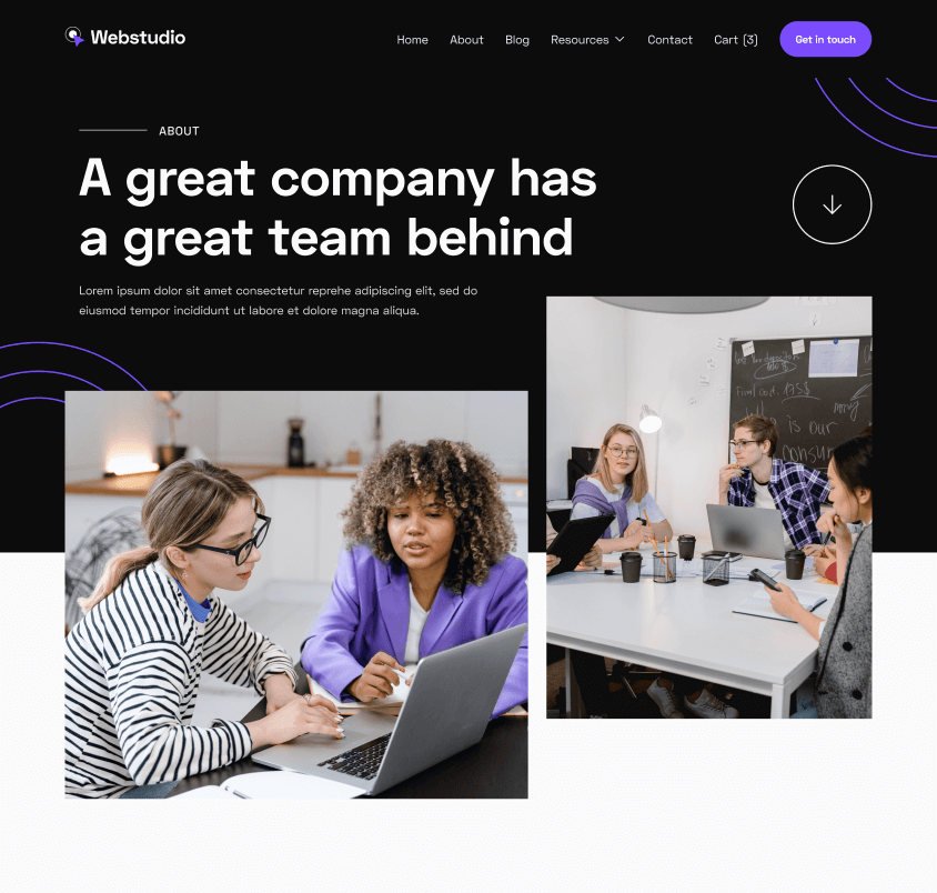 Webstudio X - About Hero - Home Page - Web Design Agency Webflow Template