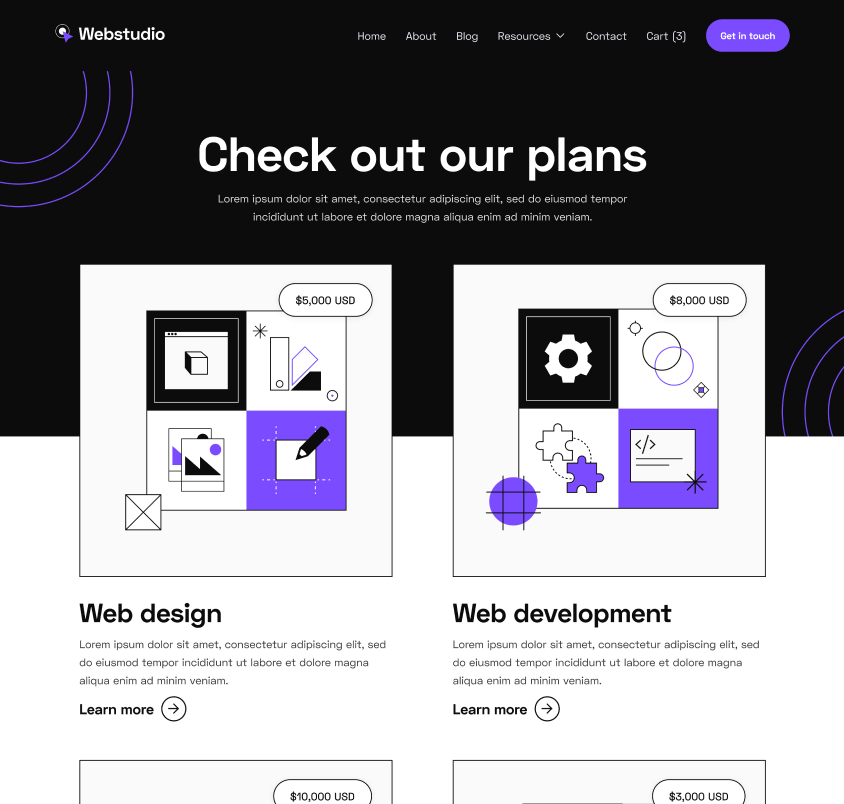 Webstudio X - Packages Hero - Home Page - Web Design Agency Webflow Template