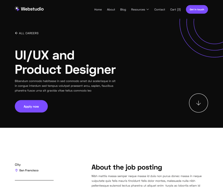 Webstudio X - Career Single - Home Page - Web Design Agency Webflow Template