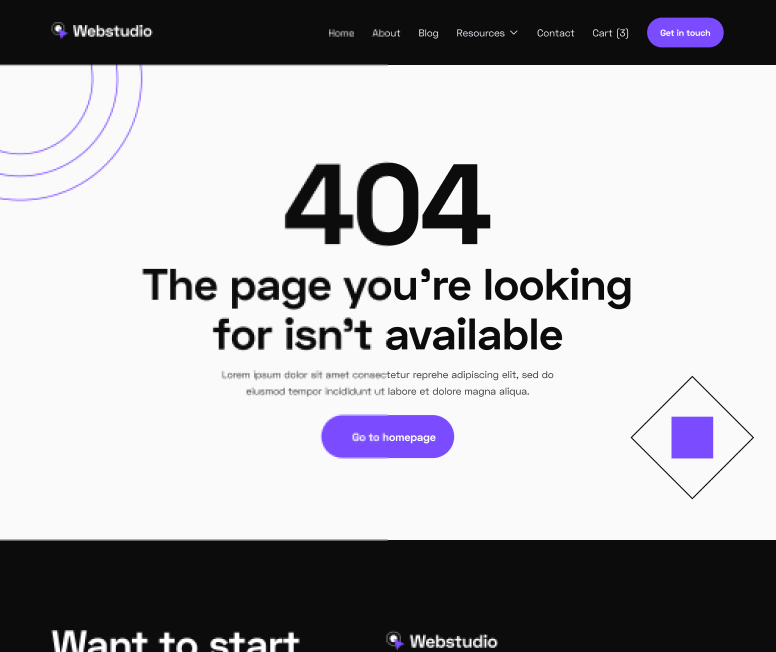 Webstudio X - Not Found - Home Page - Web Design Agency Webflow Template