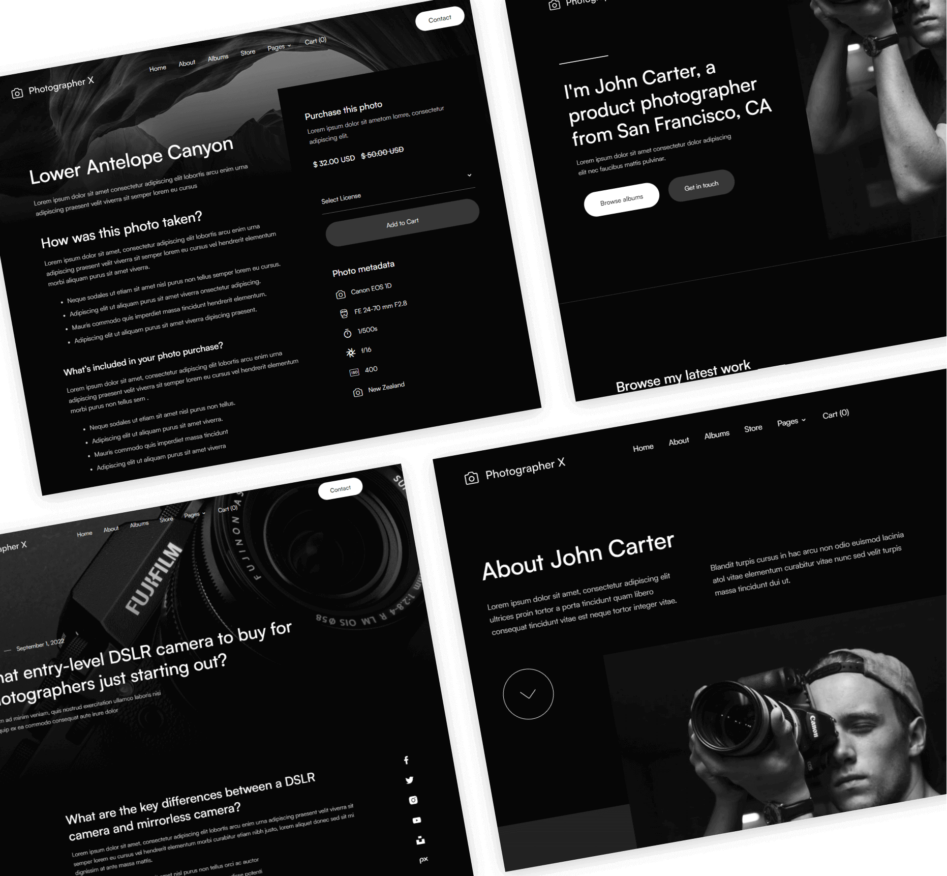 Web design and dev for Photographer X