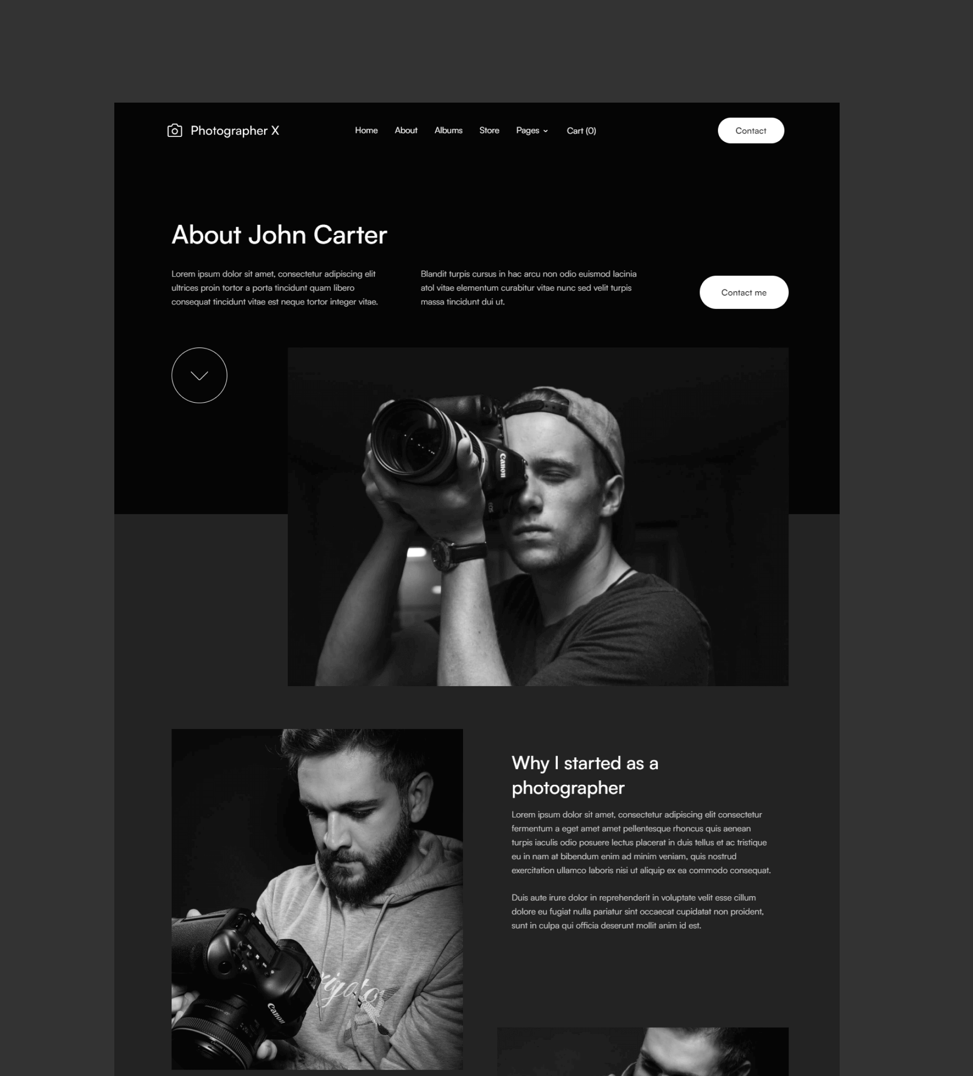 Web design and dev for Photographer X