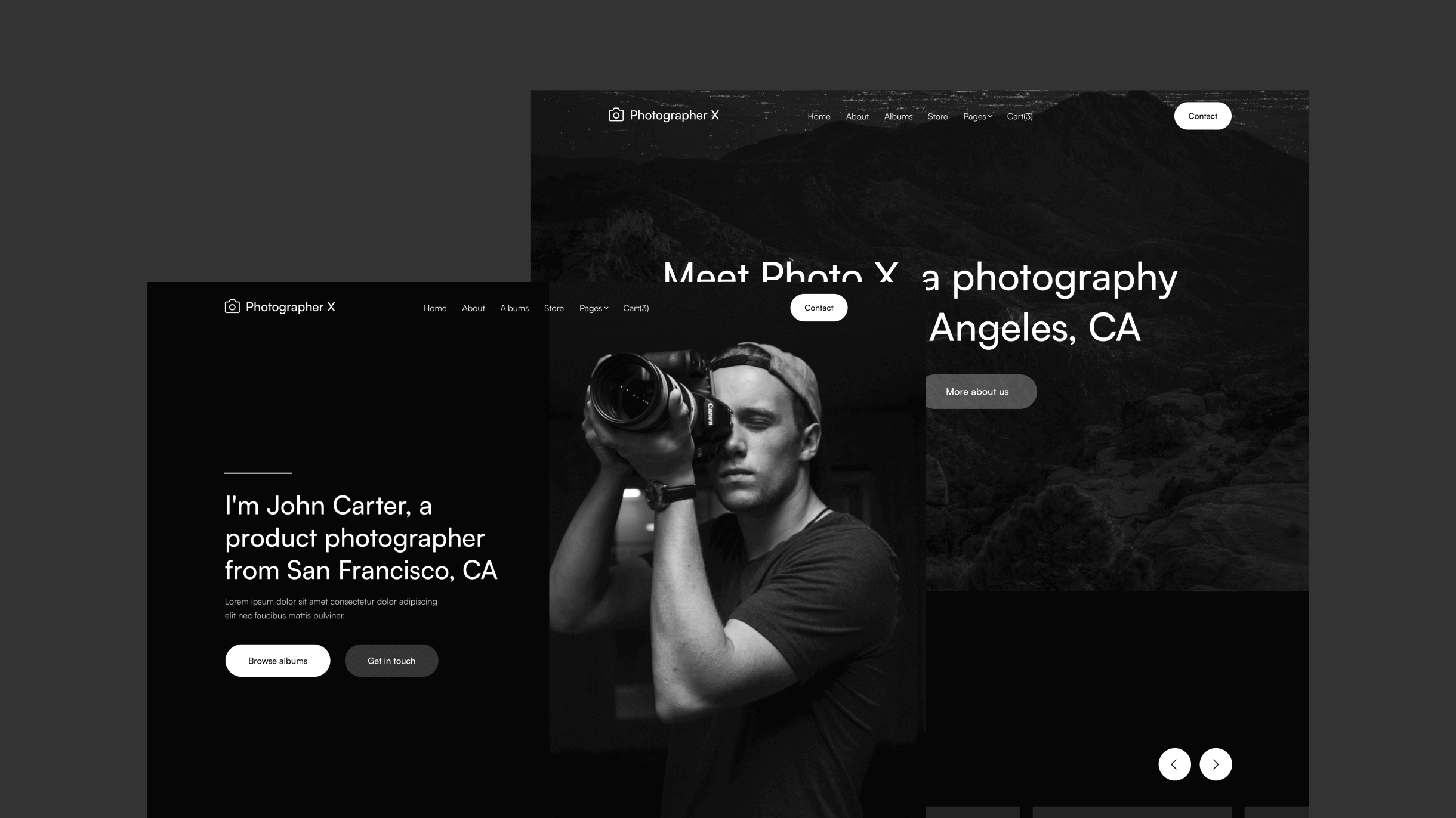Web design and dev for Photographer X
