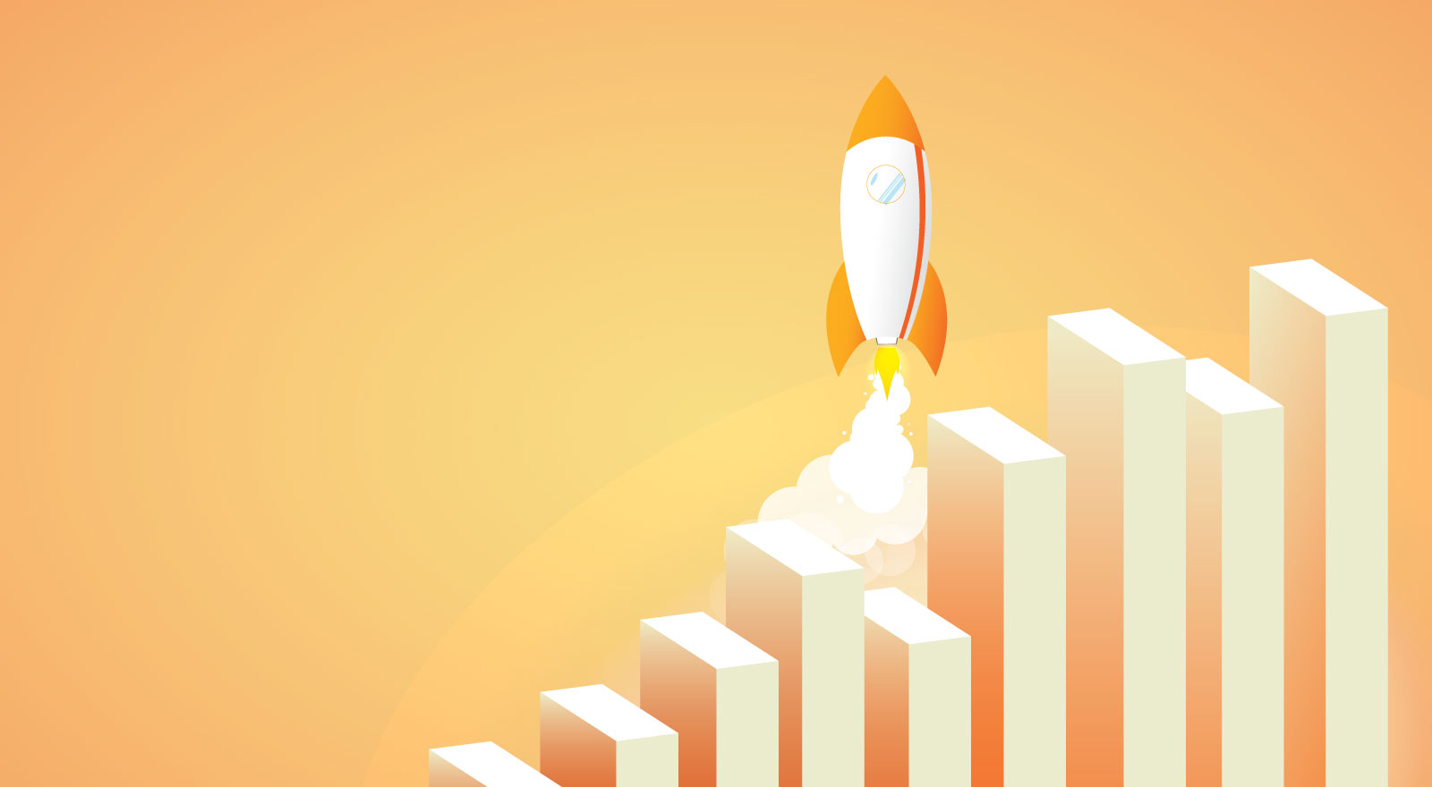 graphic of growth chart with rocket illustration