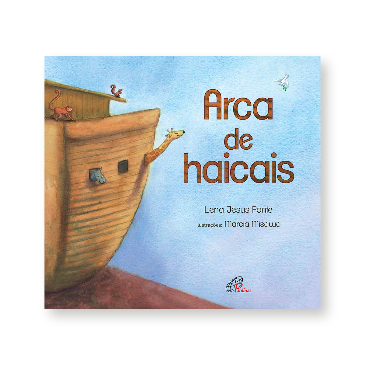 Book cover with watercolor background featuring a bare tree branch and the title 'Saudade de caqui' by Marcia Misawa.