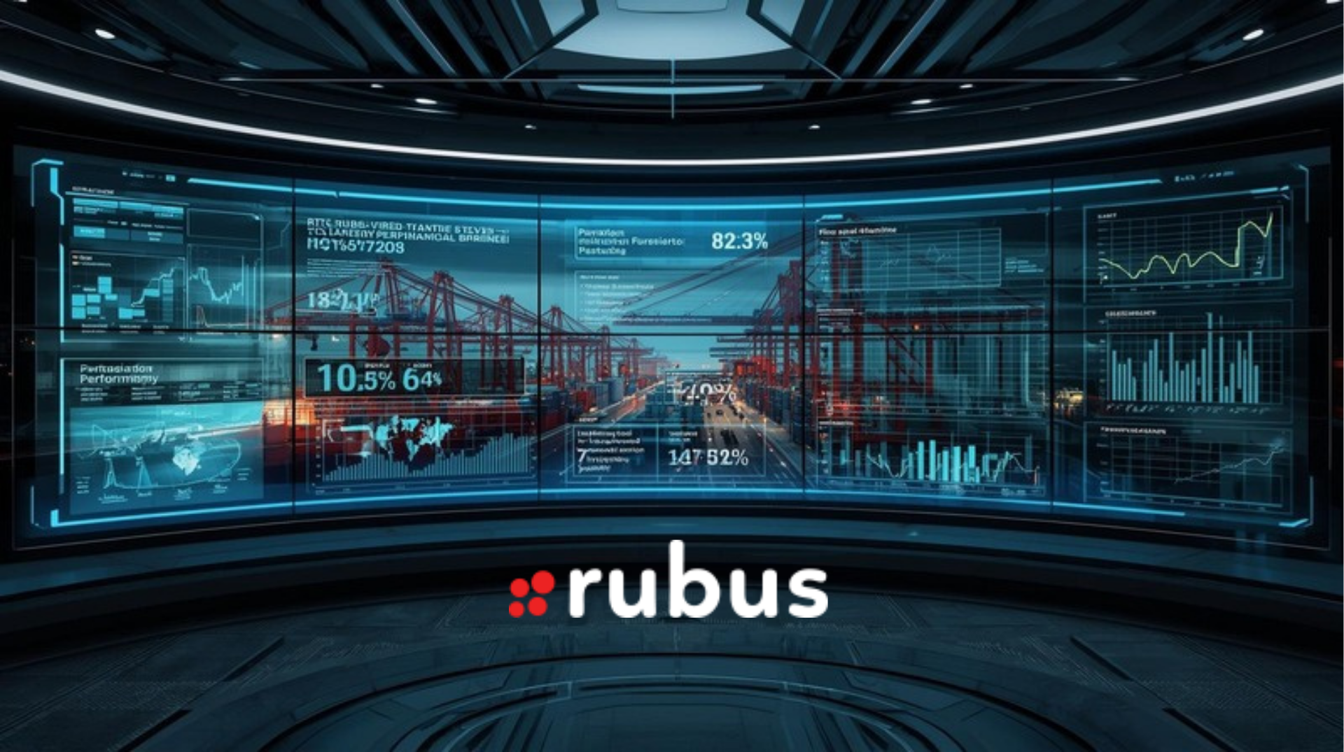 Rubus Digital control room overlooking a smart port with real-time analytics overlays