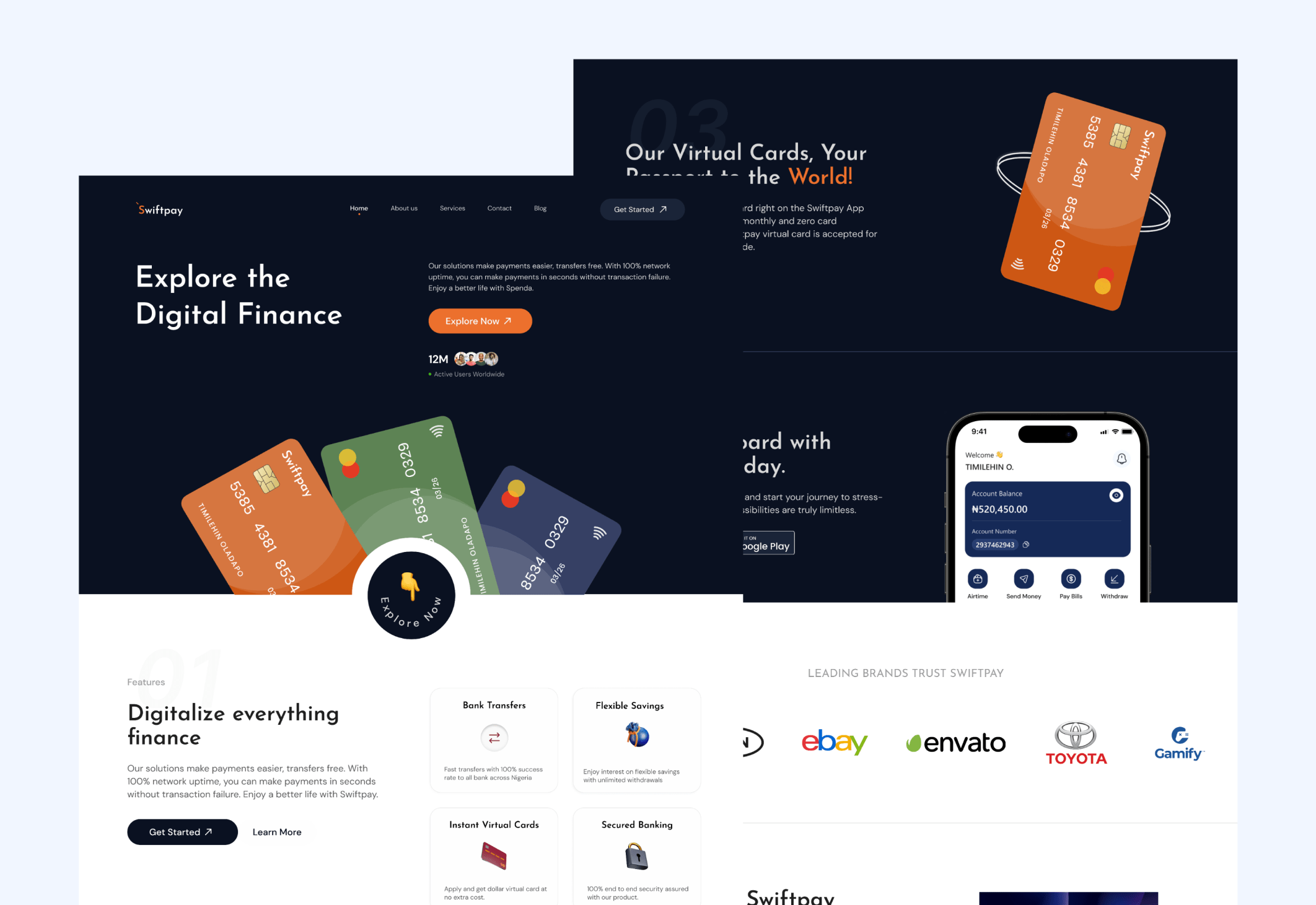 FIn-tech landing page ui/ix design