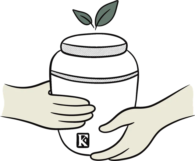 Ilustrație — urnă funerară, plan de incinerare