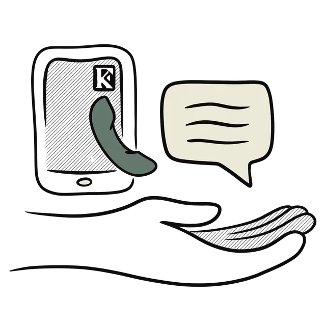 Ilustrație: telefon în palmă, răspundem non-stop la solicitările de incinerare