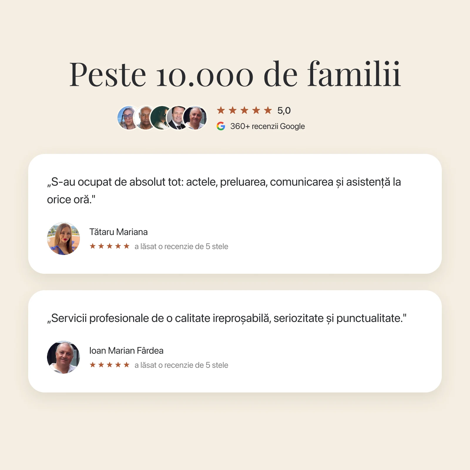 Două recenzii de 5 stele de la familii pe care le-am ajutat