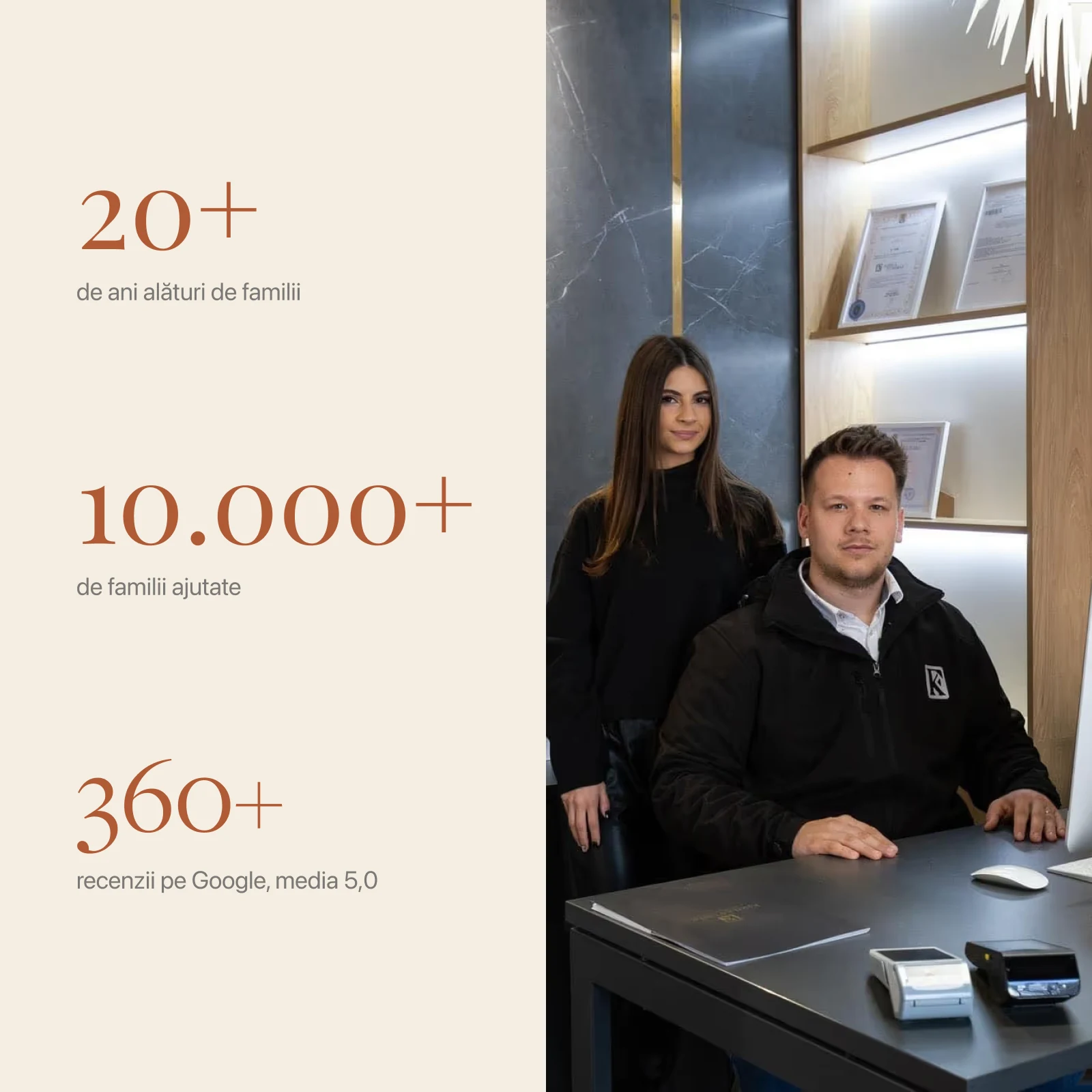 20 de ani alături de familii, peste 10.000 de familii ajutate și 360+ recenzii pe Google