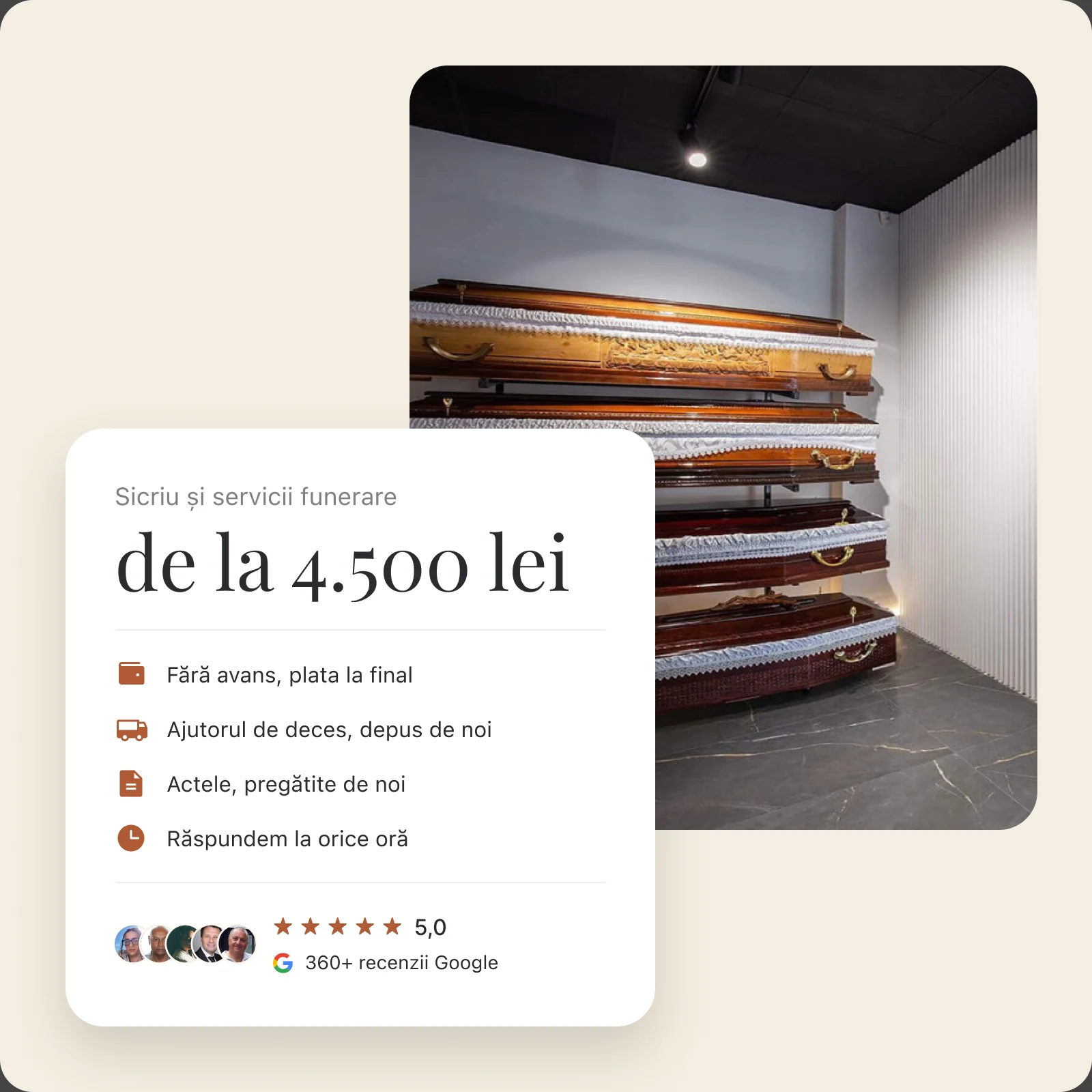Servicii funerare de la 4.500 lei: sicriu și servicii funerare, fără avans