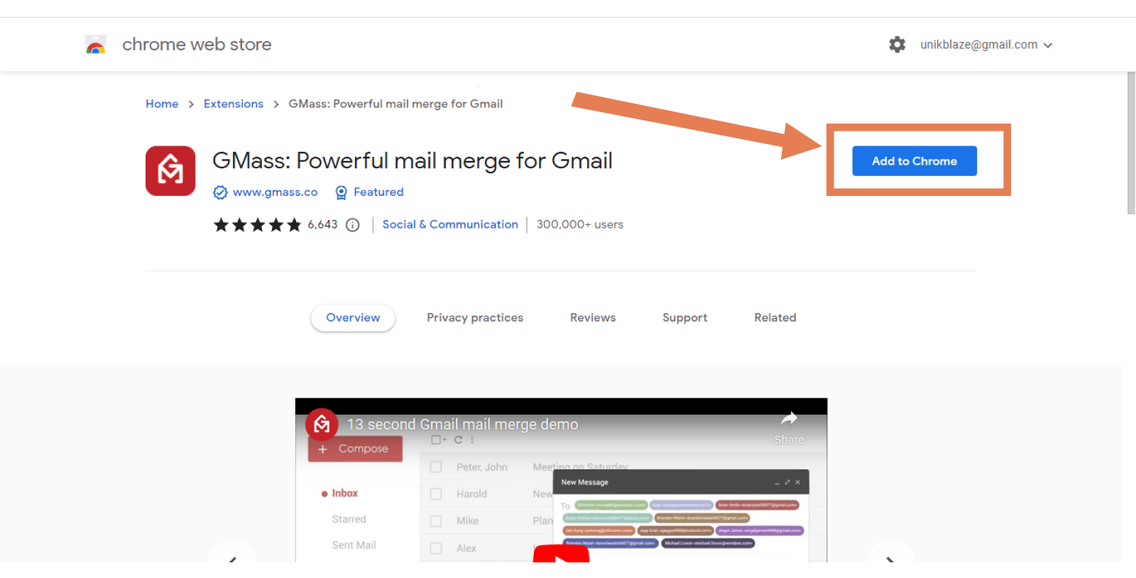 Download Gmass Chrome extension from the chrome store