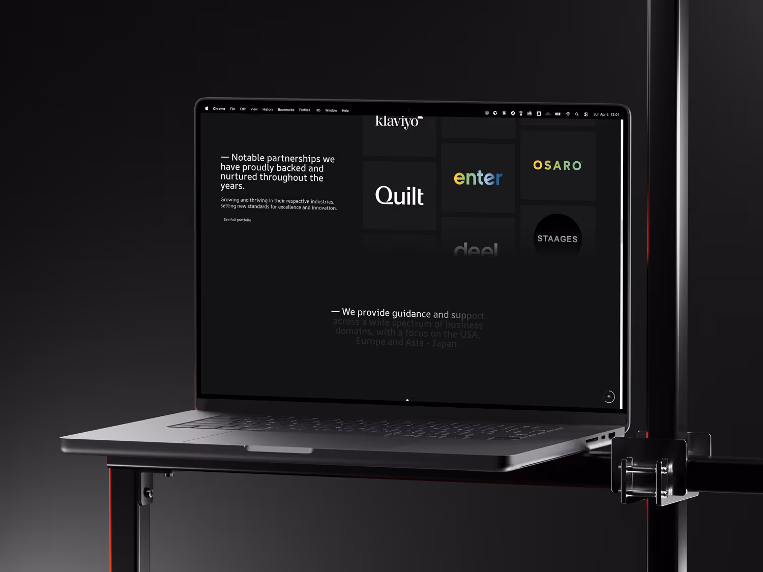 wventures desktop mockup of clients section