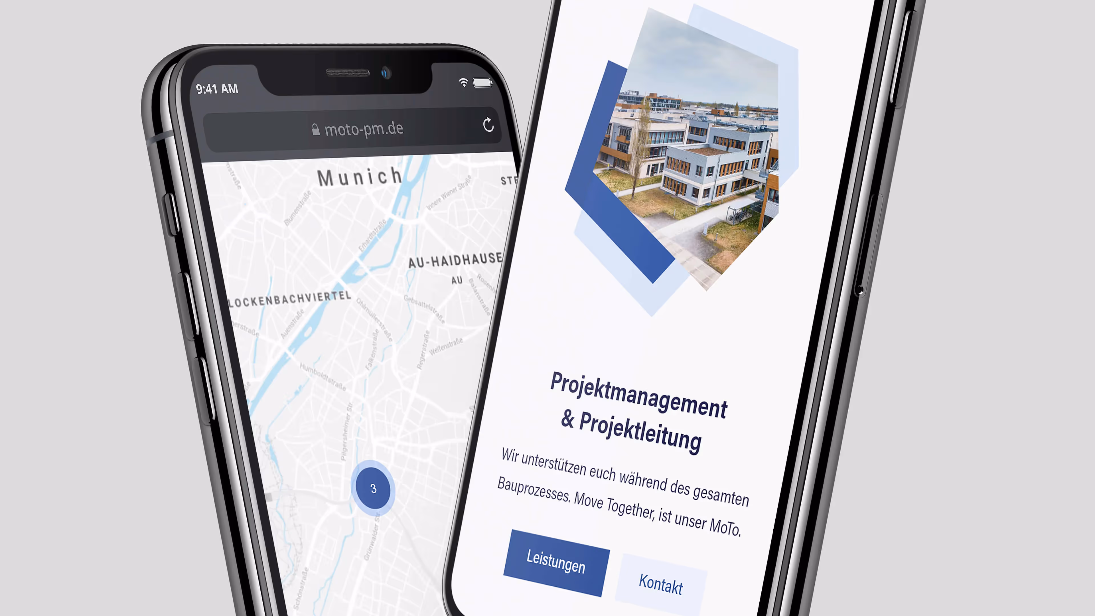 Relancement web pour MoTo, un cabinet de gestion de projet basé à Munich.