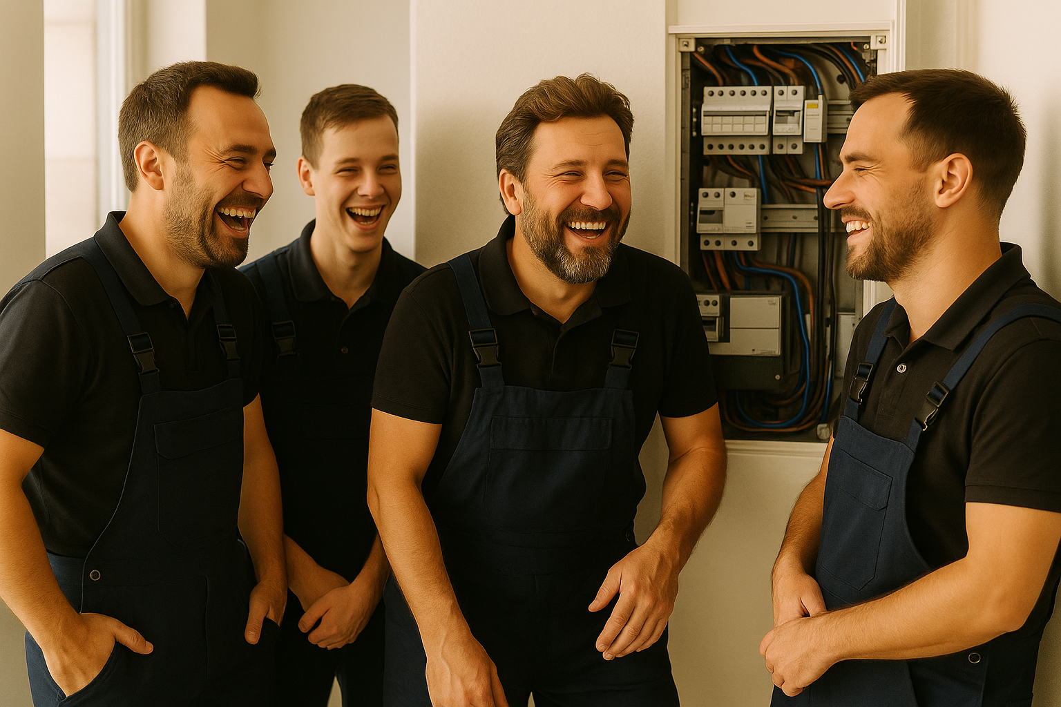 Het installatieteam van Bohm Energy in de werkplaats