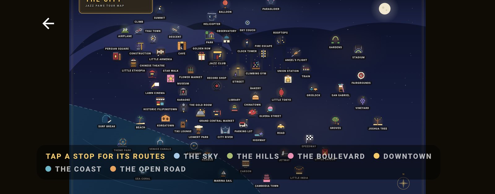The Jazz Paws city map