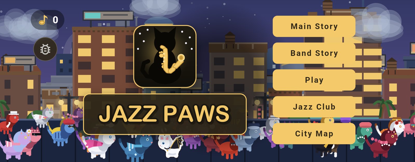 The Jazz Paws main menu