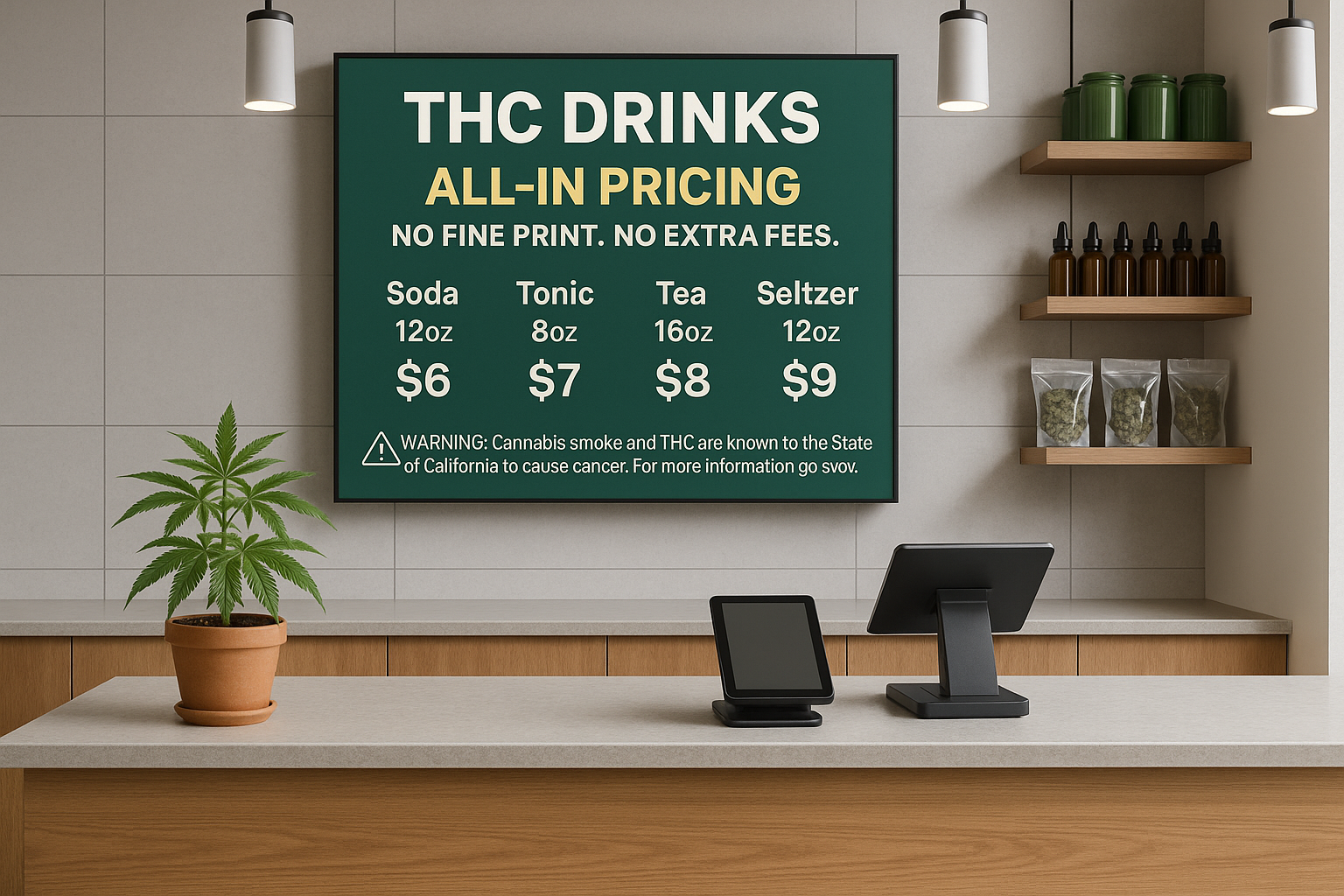 California’s Junk‑Fee Law Meets THC Drinks: All‑In Pricing Rules for Online and On‑Premise Sales in 2025–2026