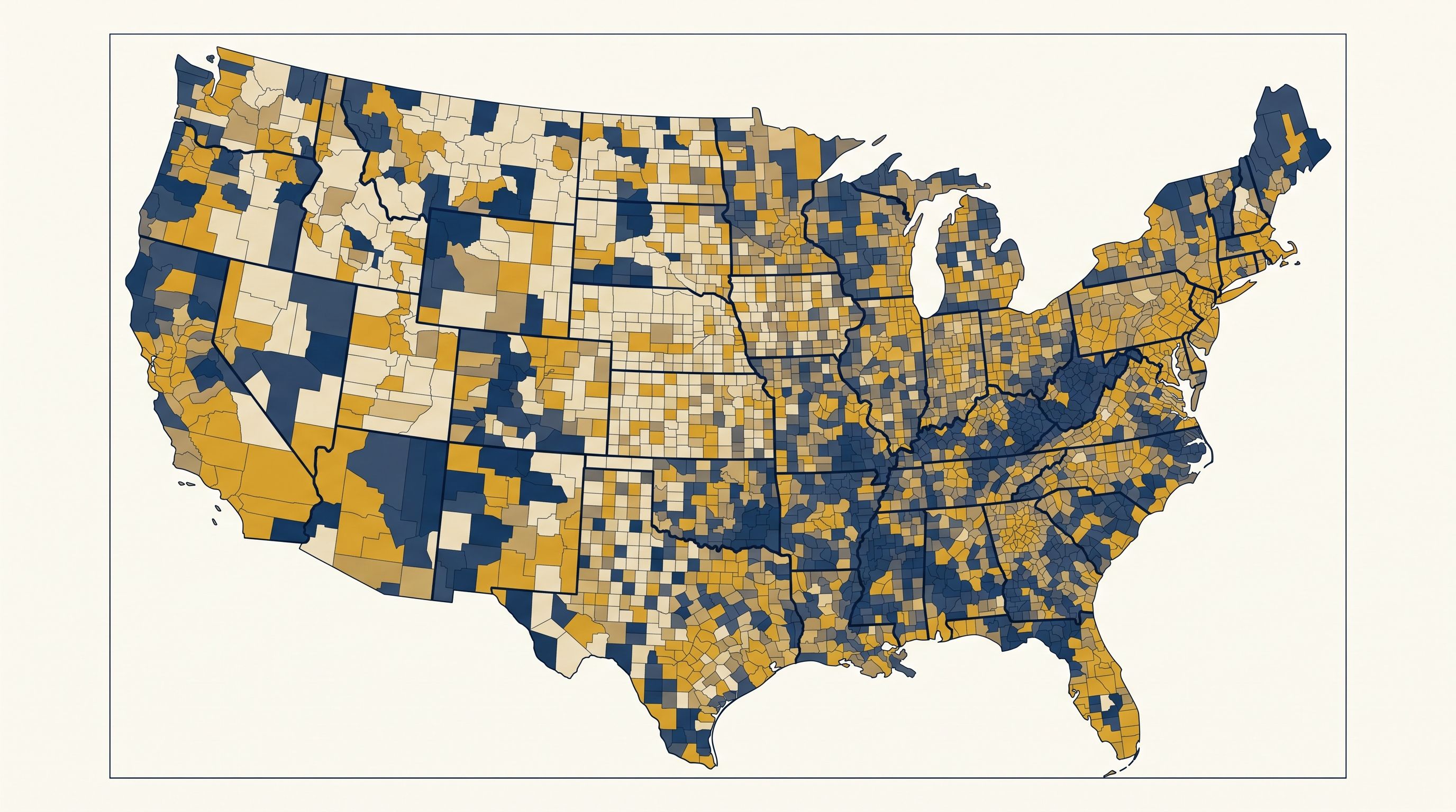 A stylized map of the United States representing state-by-state edibles legality and milligram caps in 2026