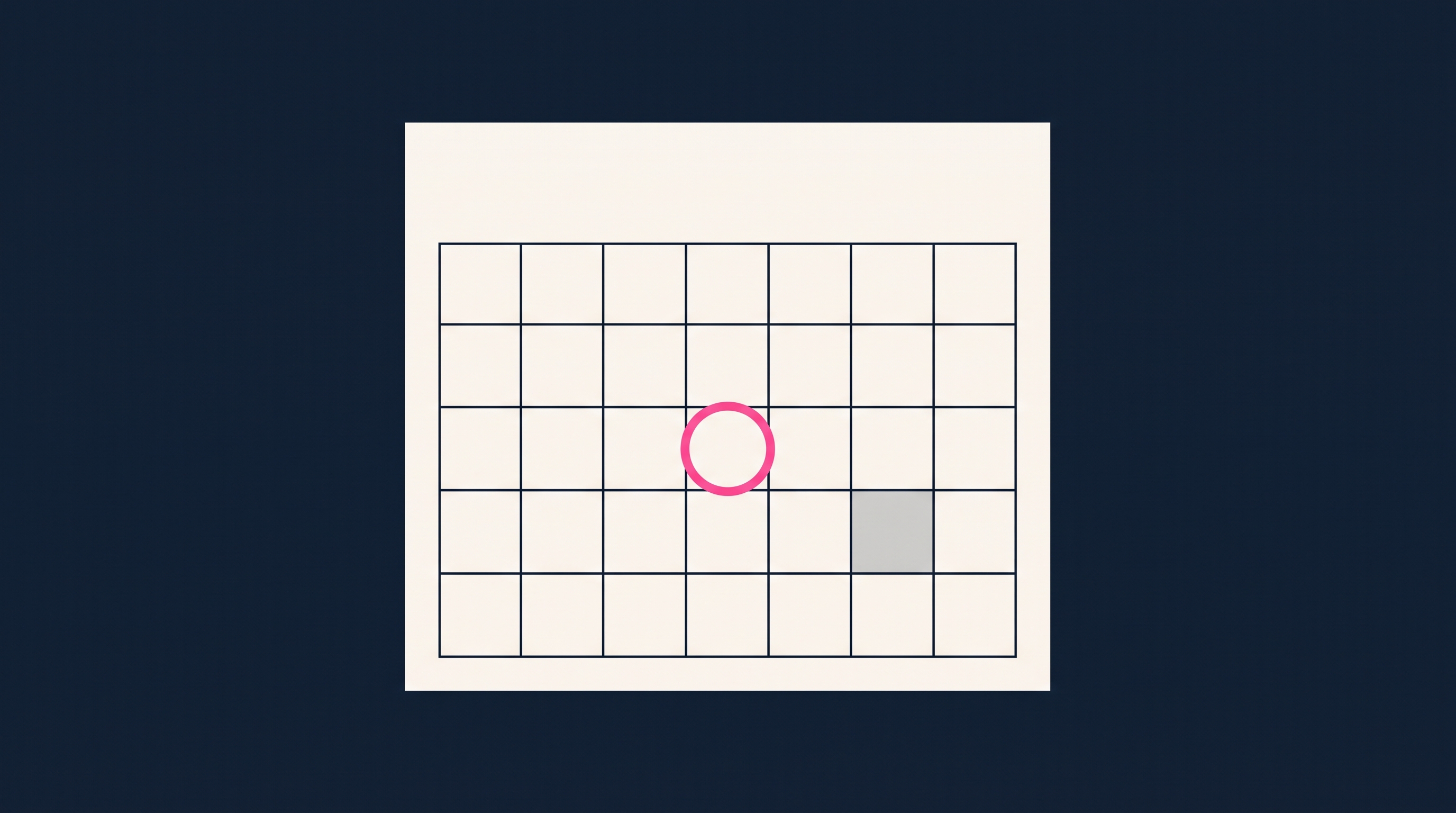 Editorial illustration of a regulatory calendar with one date circled in pink marking a closing comment deadline, and a later date greyed out, against a navy and cream background