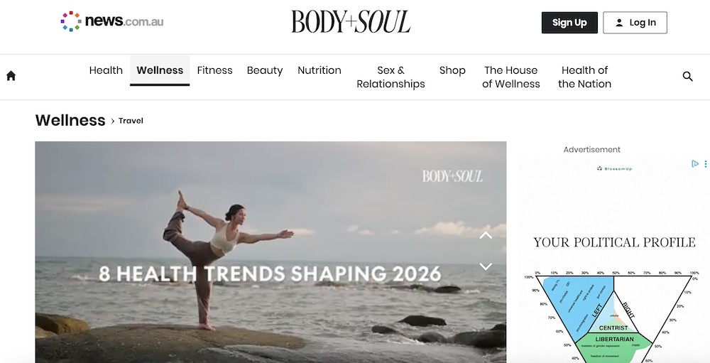 screenshot of online article