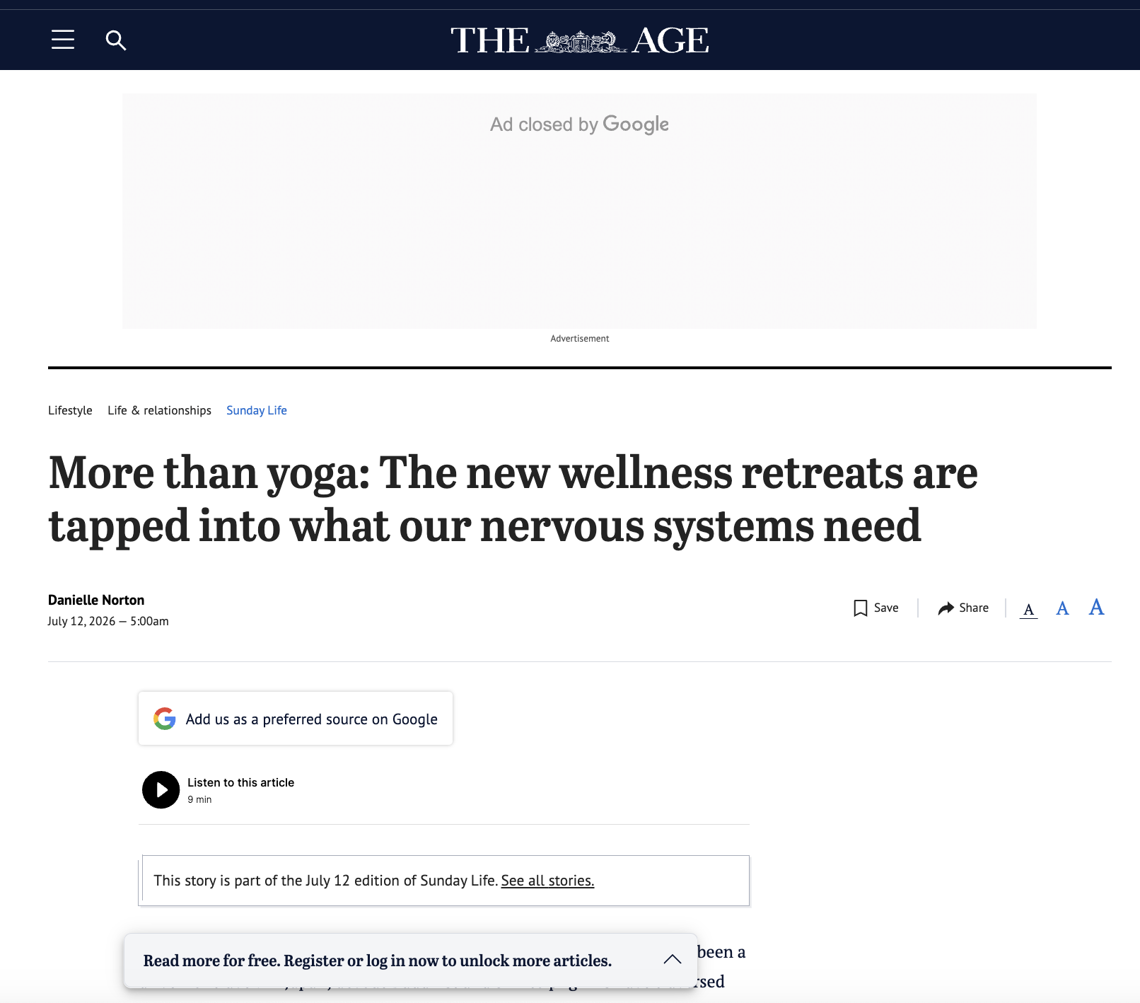 screenshot of article