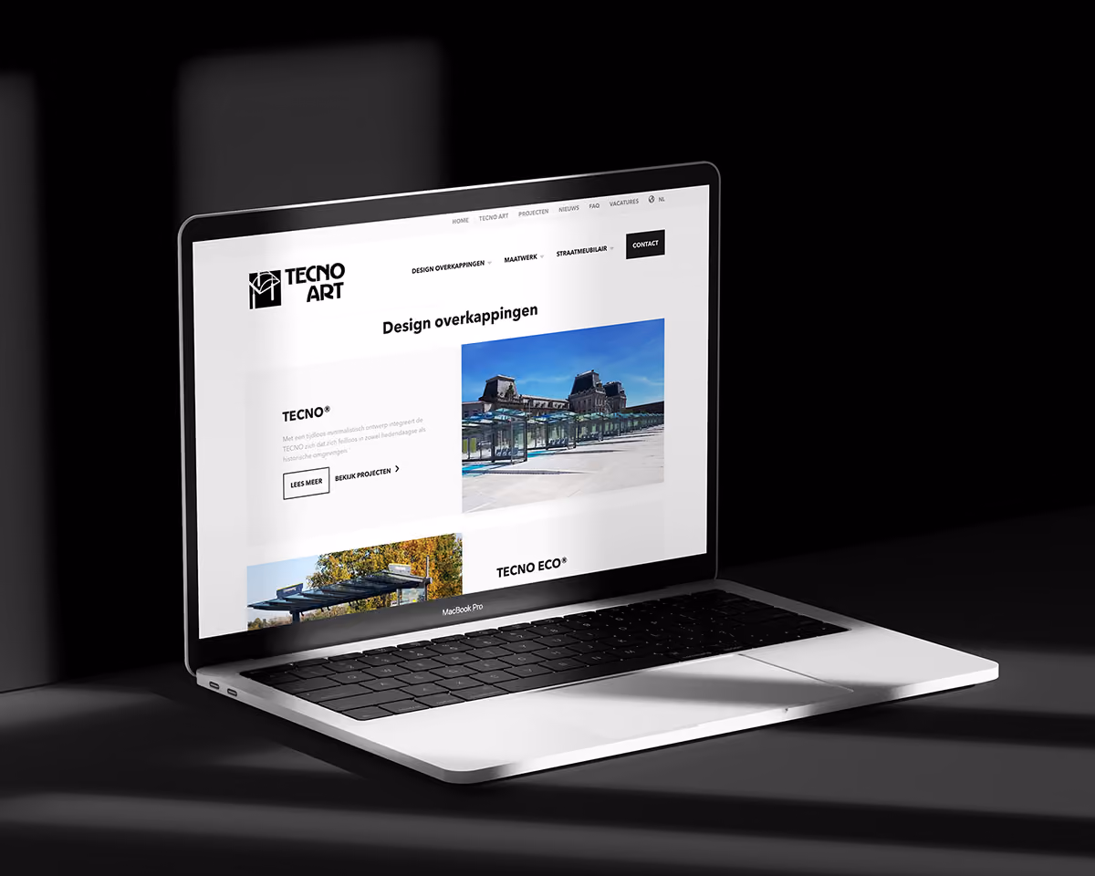 Tecno Art MacBook met website - Branding by SIX agency