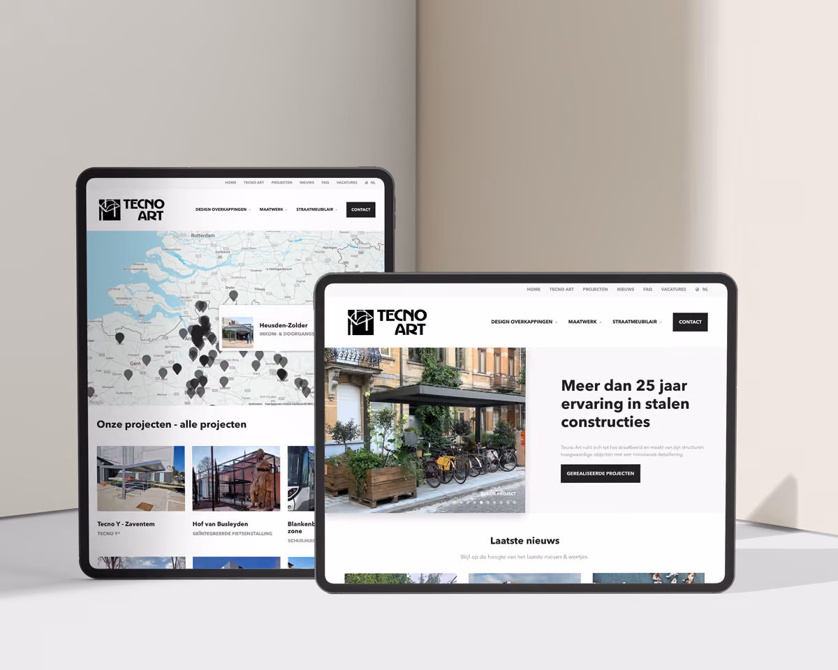 Website die verleidt en activeert, iPads met website Tecno Art - Online by SIX agency