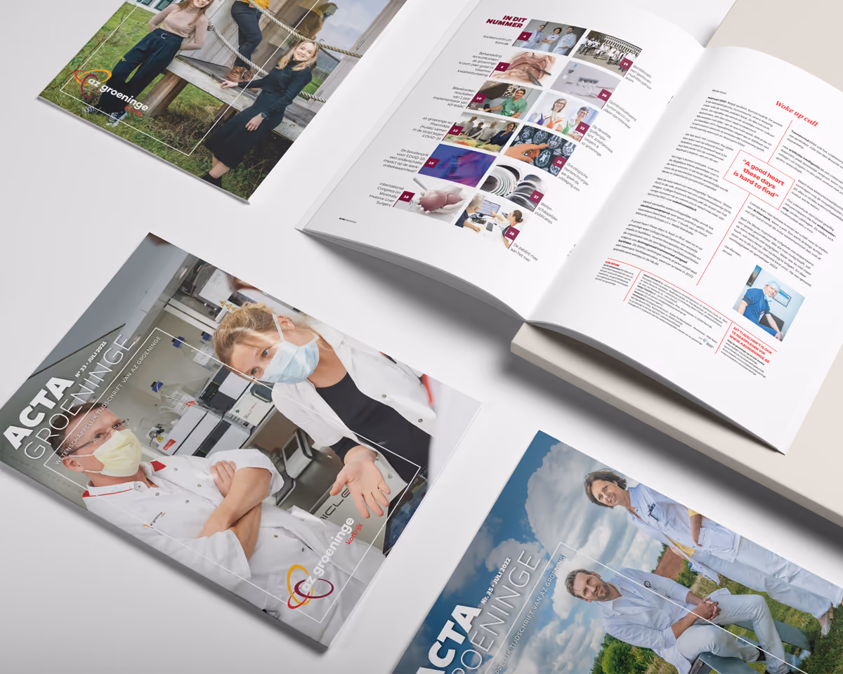 Drukwerk ontwerp en begeleiding, opmaak van Acta wetenschappelijk tijdschrift van az groeninge Kortrijk - Print by SIX agency