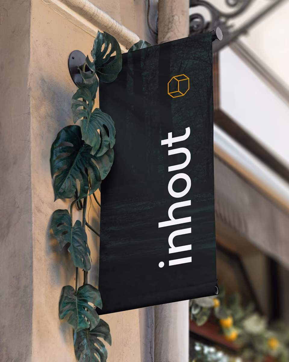 Get inspired by Inhout, gevel banner - Branding by SIX agency