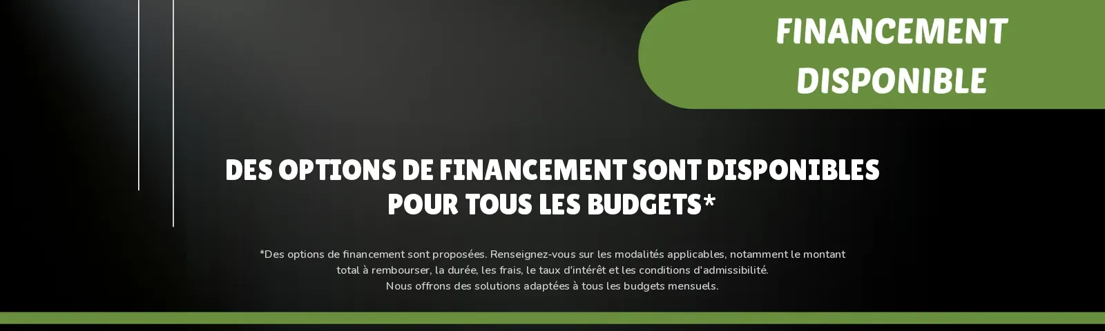 Options de financement disponibles