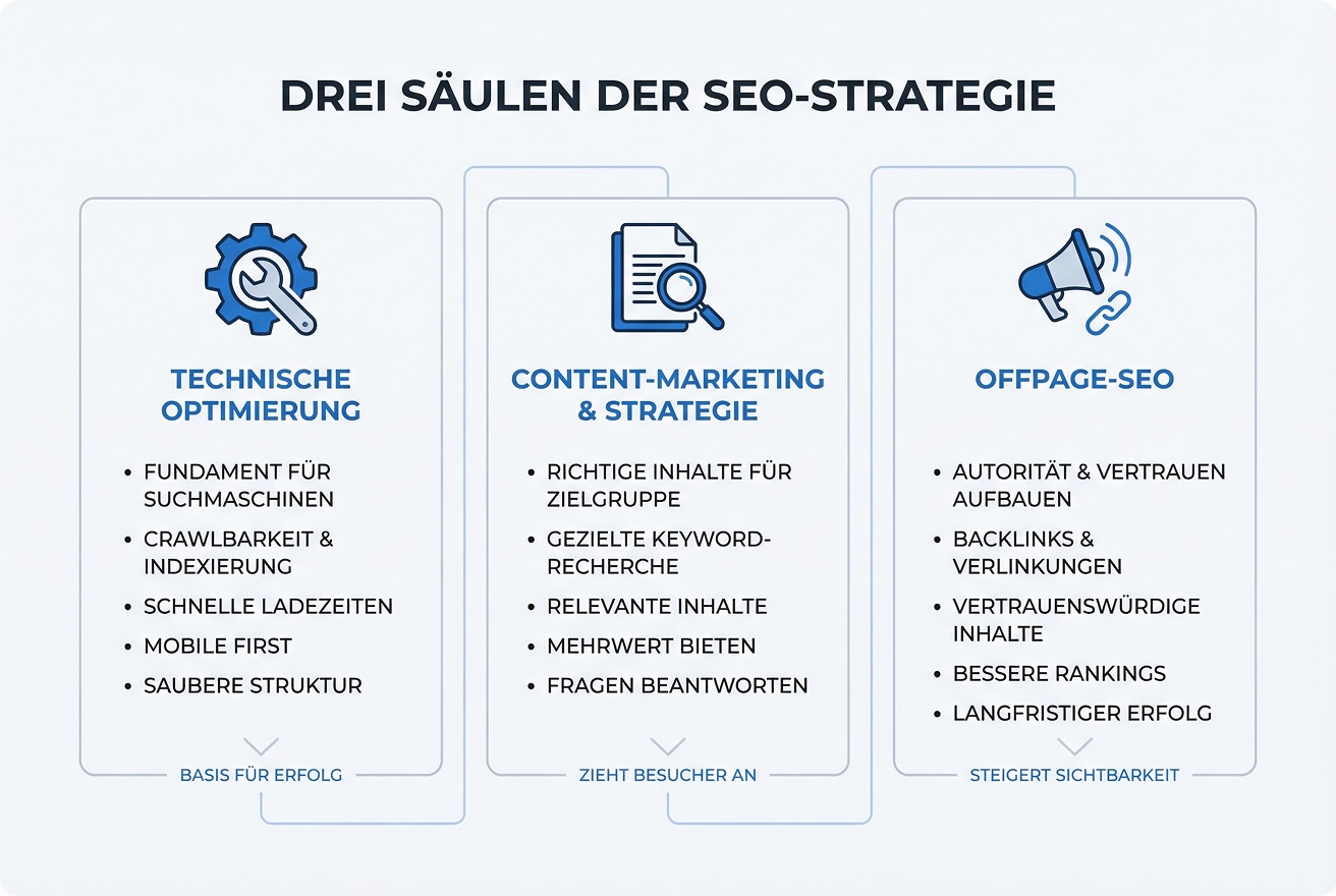 3 Säulen der SEO Strategie
